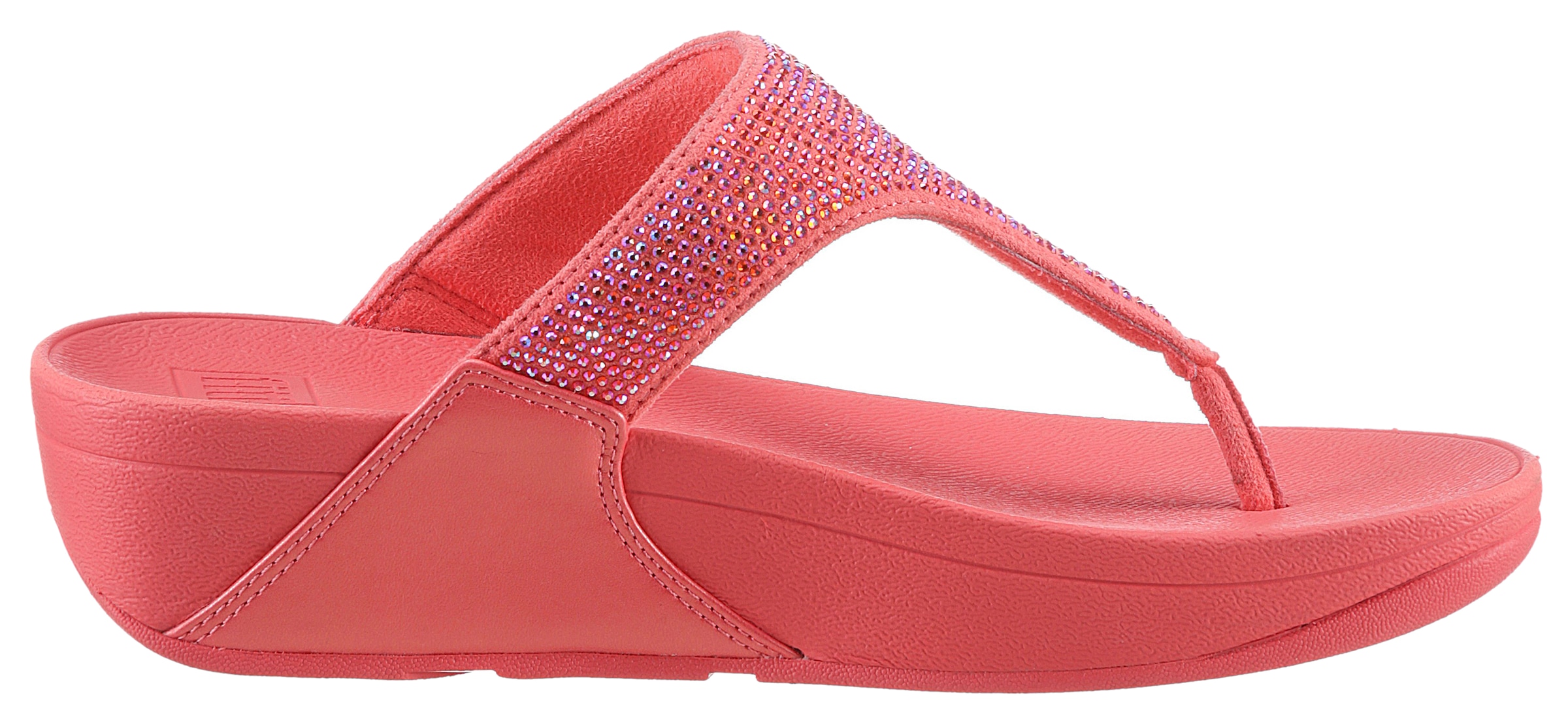 Fitflop Dianette »LULU CRYSTAL EMBELLISHED TOE-POST SANDALS - HOTFIX«, Keilabsatz, Sommerschuh, Zehentrenner mit weichem Zehensteg