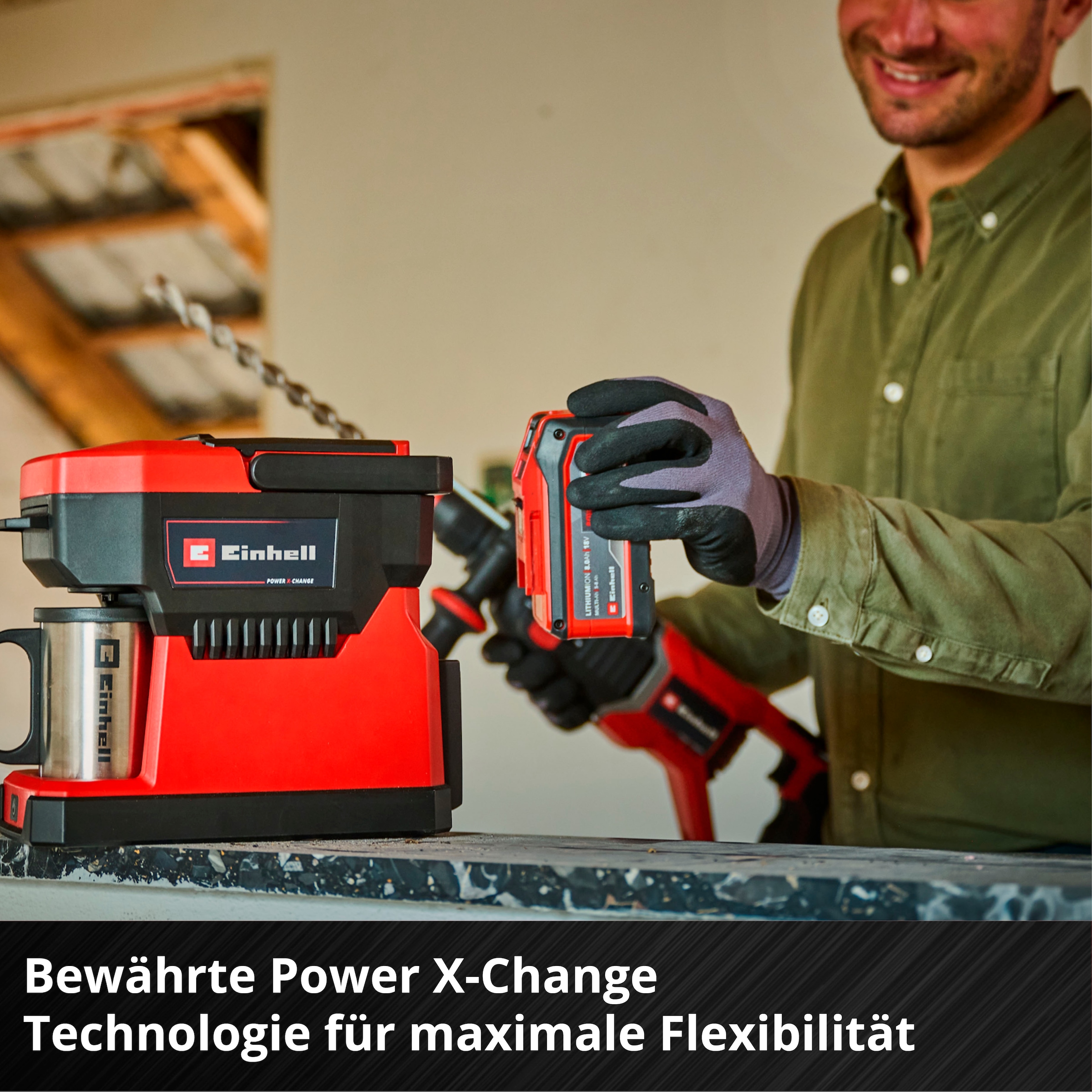 Einhell Kaffeepadmaschine »Power X-Change TE-CF 18 Li-Solo« 0,24 l Kaffeekanne Korbfilter