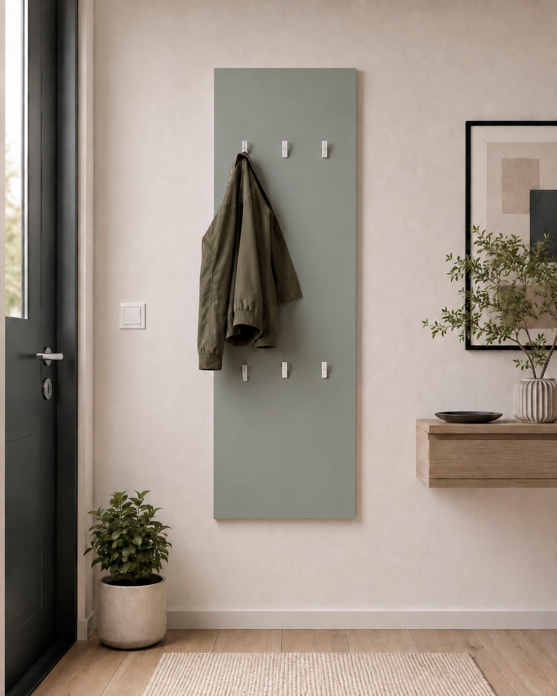 borchardt Möbel Garderobenpaneel »Vaasa, 123x45cm mit Metallhaken« Garderobe hängend, 6 Haken, Wandgarderobe