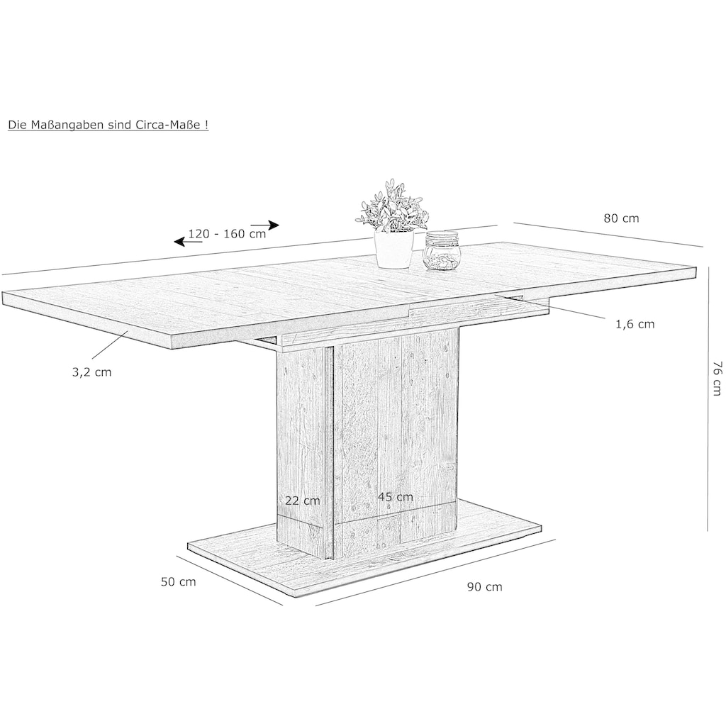 HELA Essgruppe »Ariana«, (7 tlg.), Tisch ausziehbar auf 160 cm