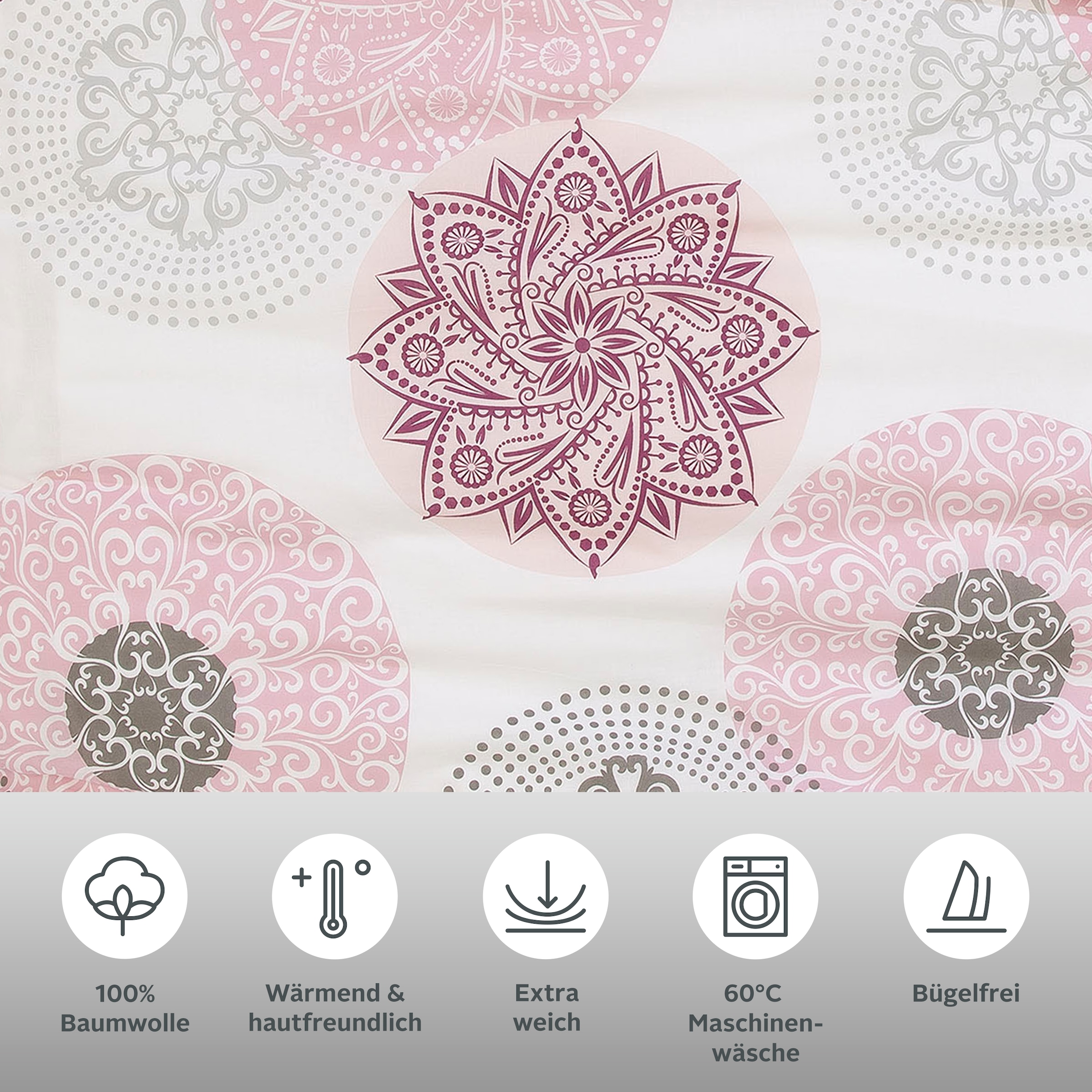 my home Bettwäsche »Tesso«, im orientalischen Design, PolyCotton, Linon und Biber (Flanell aus 100% Baumwolle), unterstützt die Initiative Cotton made in Africa, Made in Green zertifiziert