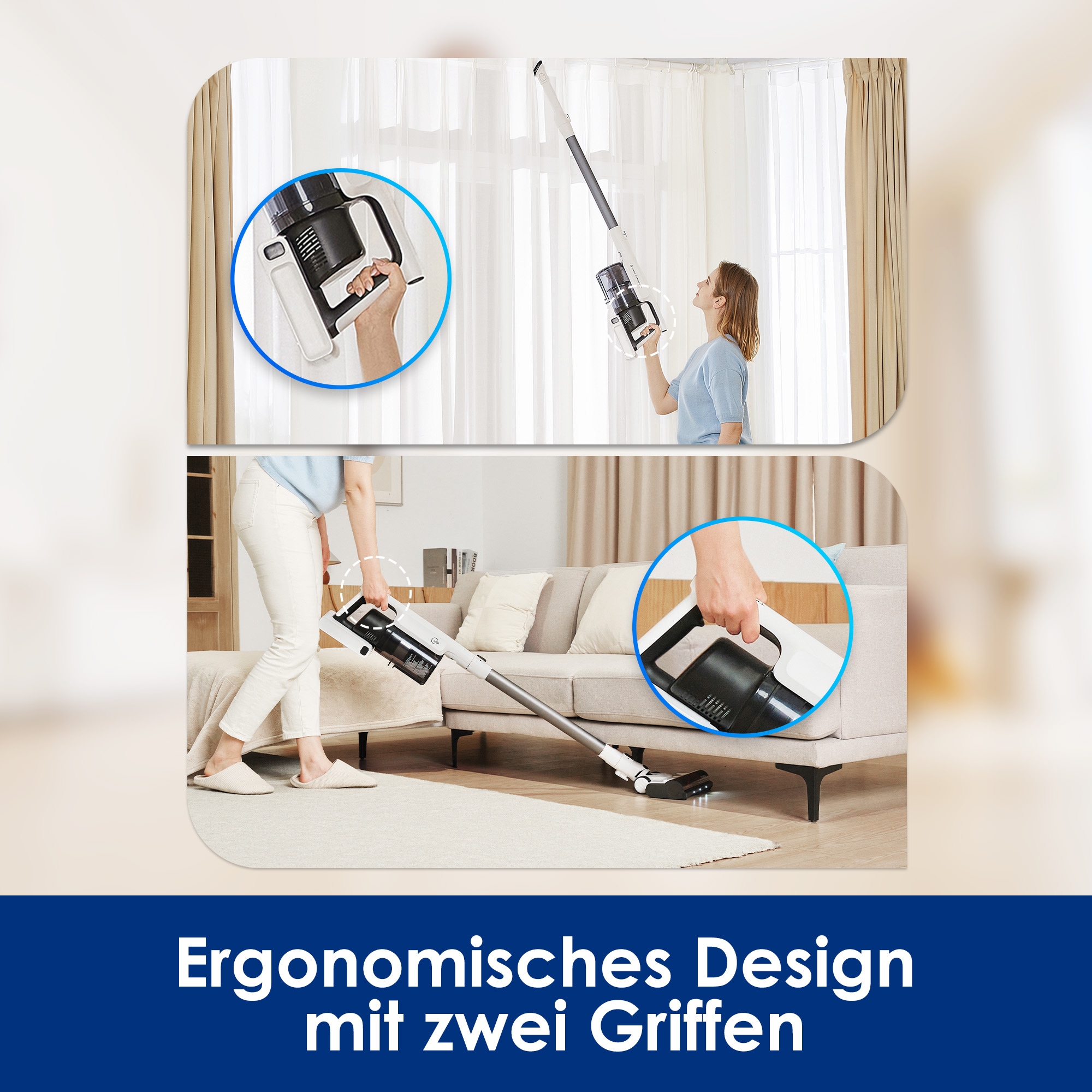 Tineco Akku-Stielstaubsauger »A30S Plus, 160Watt Saugleistung, 1L Staubbehälter, Schmutzerkennung« Anti Haar-Verhedderung, 60 Minuten Akku Laufzeit, Akku wechselbar