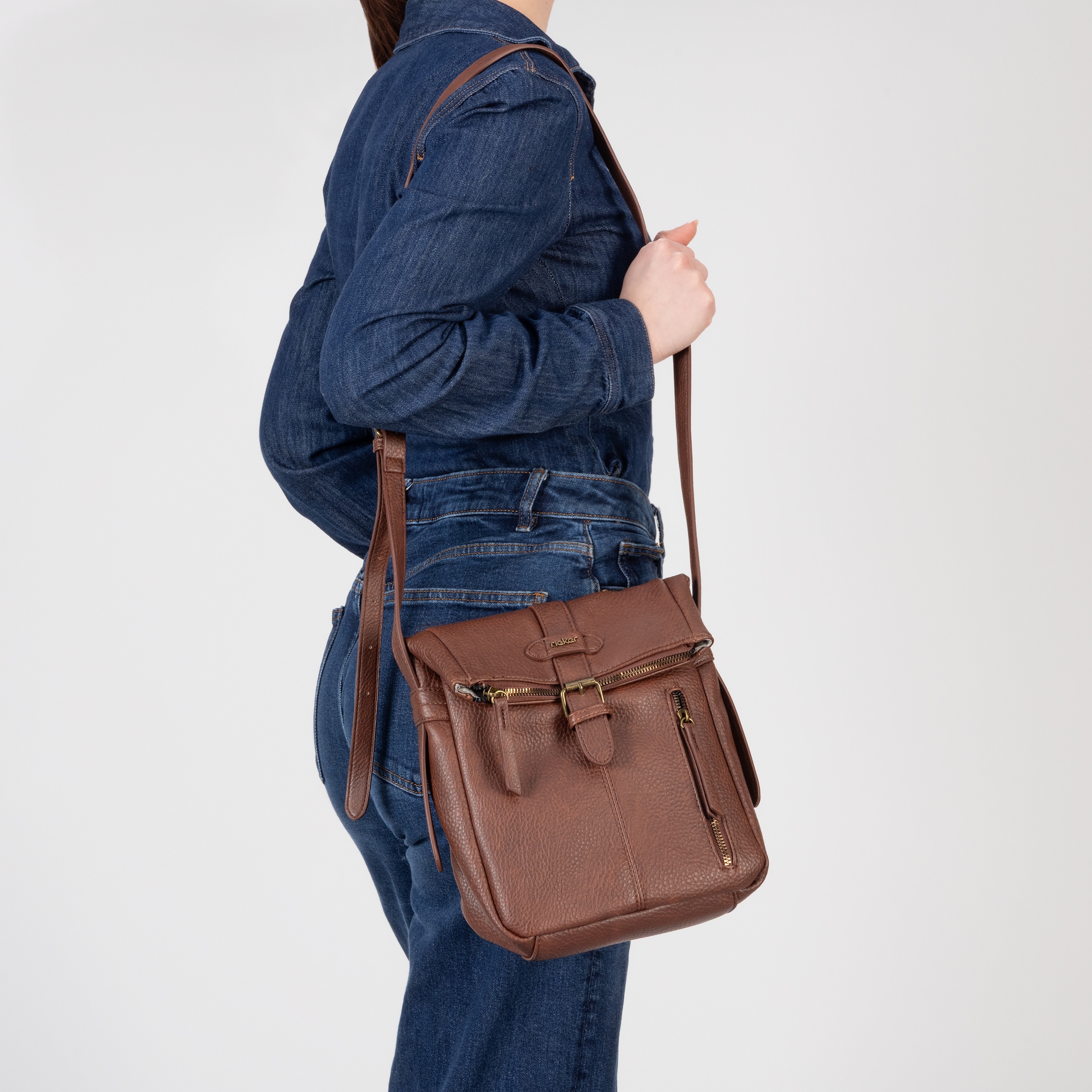 Rieker Umhängetasche Damen-Handtasche, Schultertasche, Überschlag mit Schnallenverschluss