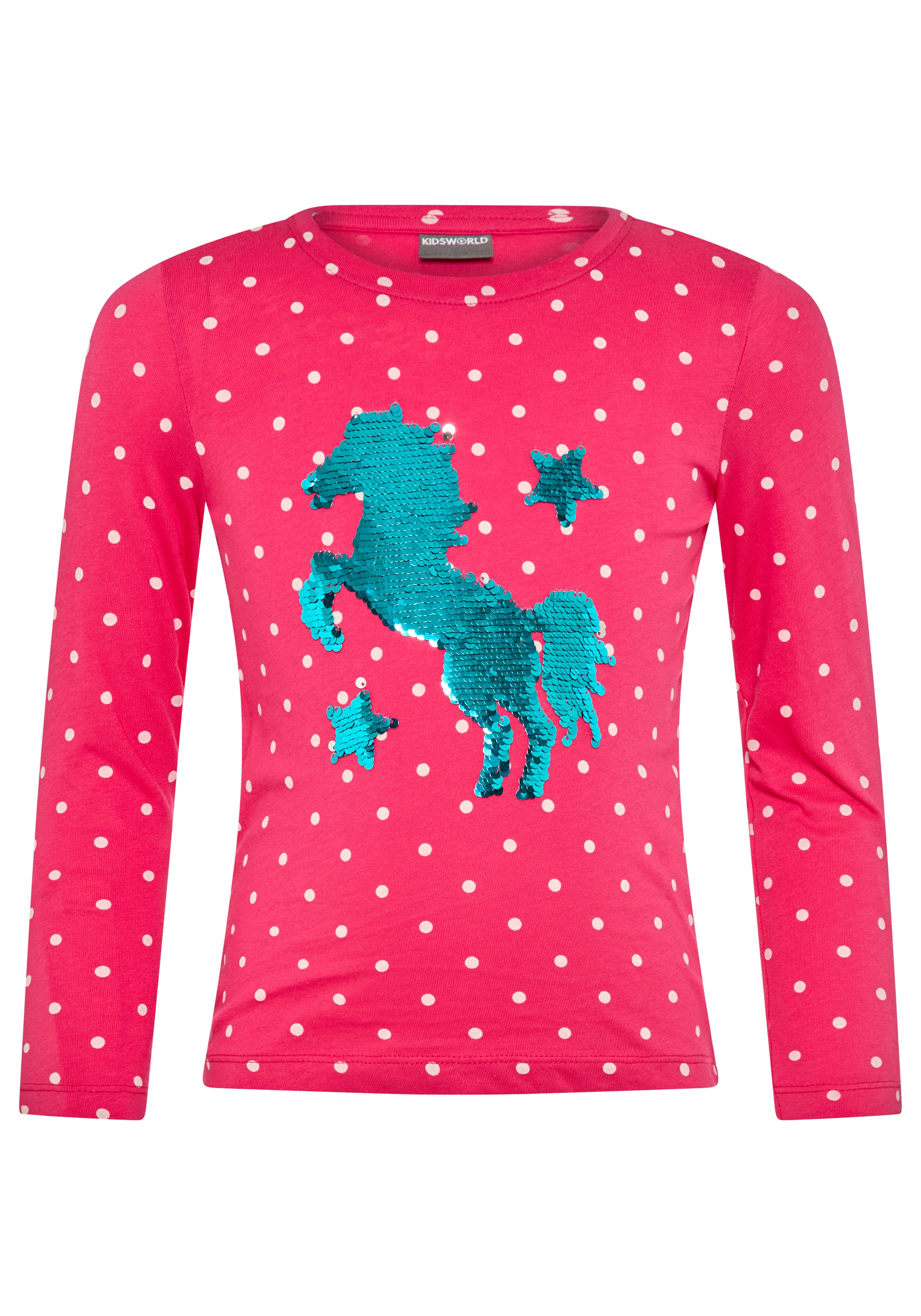 KIDSWORLD Langarmshirt »für kleine Mädchen«, Langarm, Basic-Passform, bedruckt, Rundhalsausschnitt