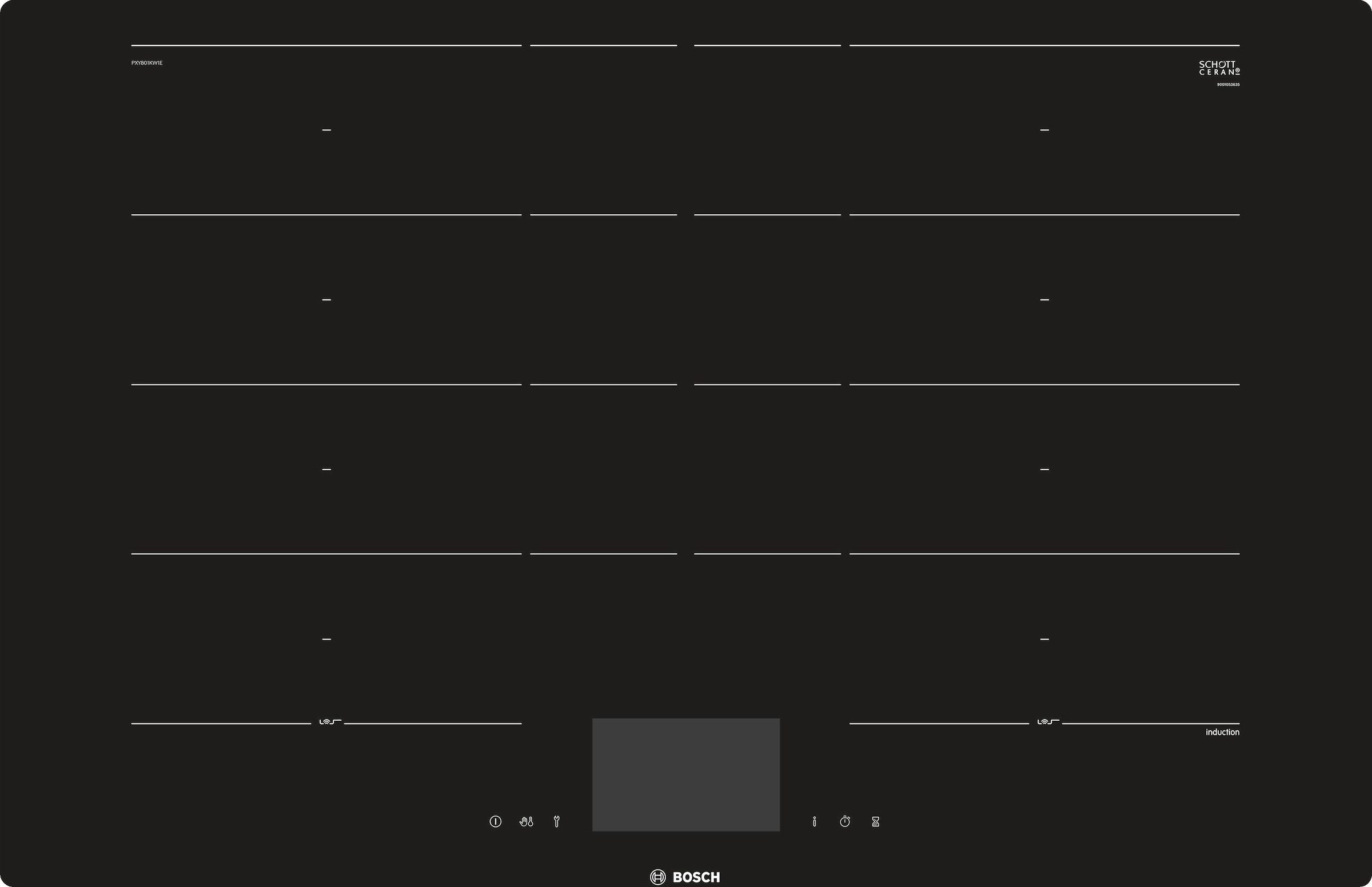BOSCH Flex-Induktions-Kochfeld von SCHOTT CERAN®, PXY801KW1E, mit PerfectFry-Bratsensor