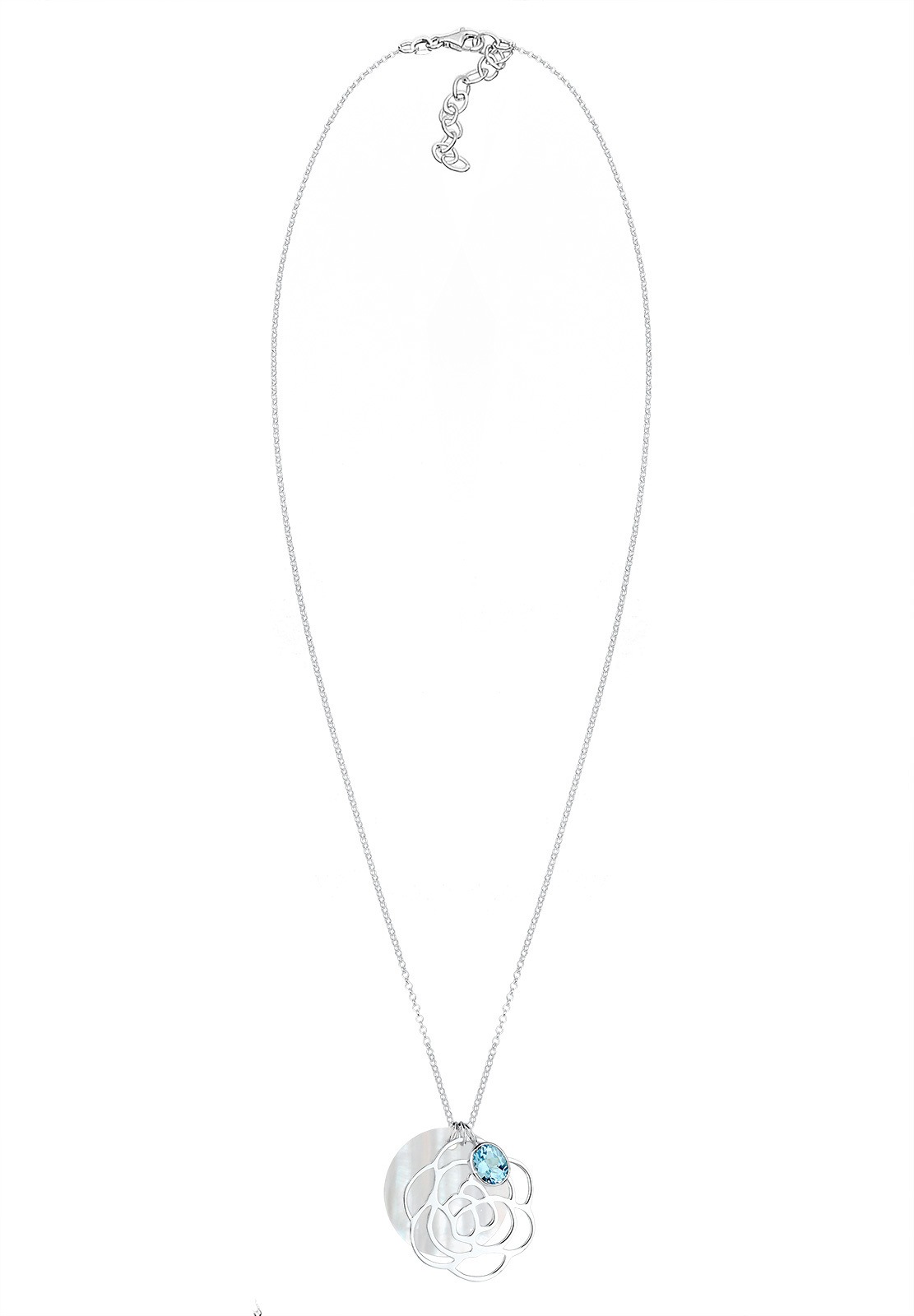 Elli Lange Kette »Halskette Blume Topas Hellblau 925 Sterling Silber«