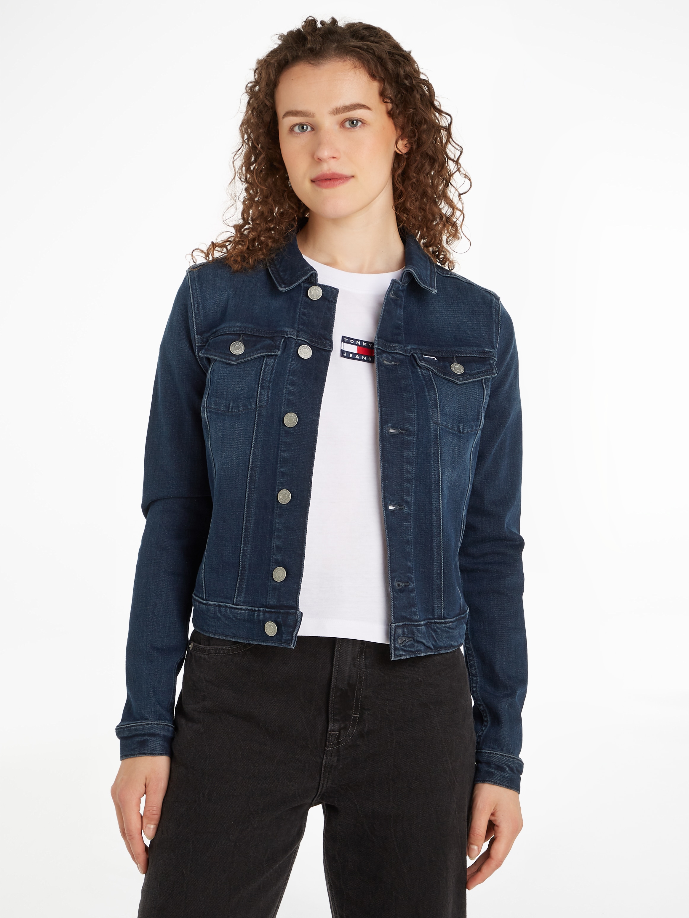 Jeansjacke »VIVIANNE SKN JACKET CH8168«, mit Tommy Jeans Flagge