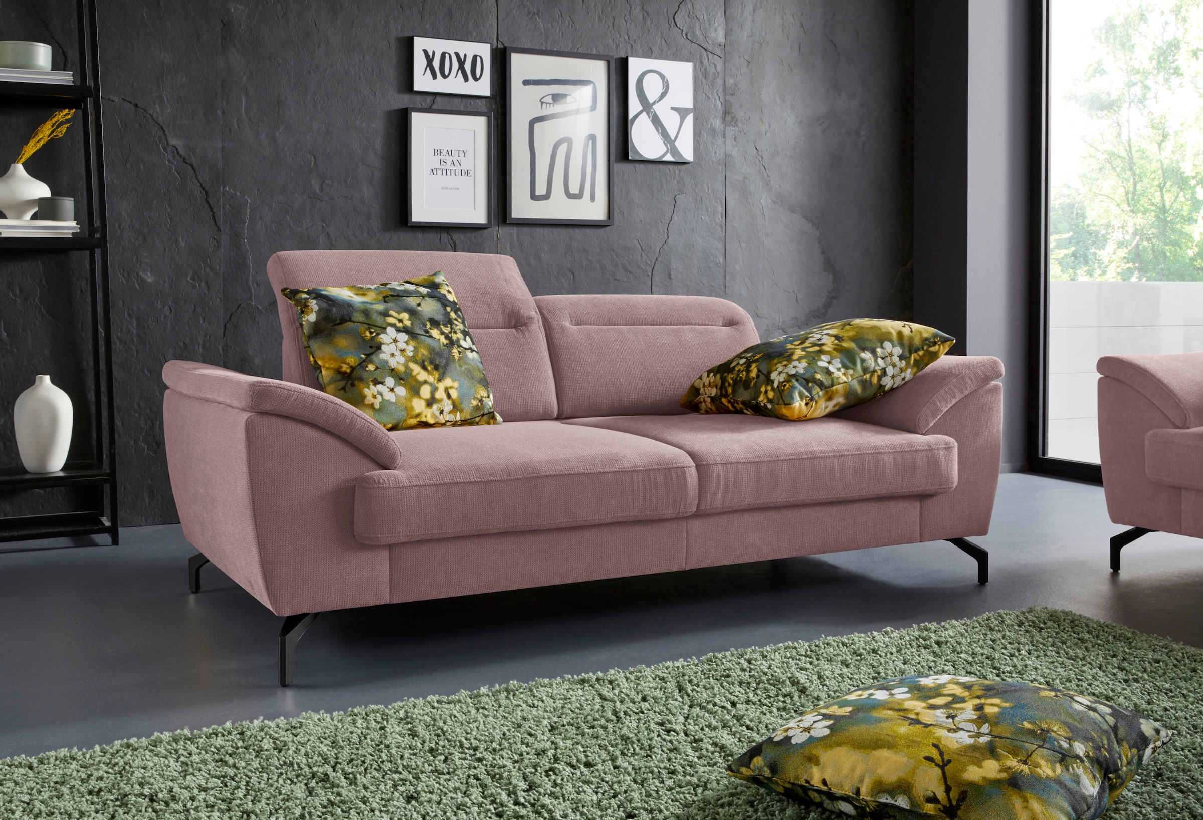 sit&more 2,5-Sitzer »Percy«, 15 cm Fußhöhe, Sitztiefenverstellung, wahlweise Kopfteilverstellung