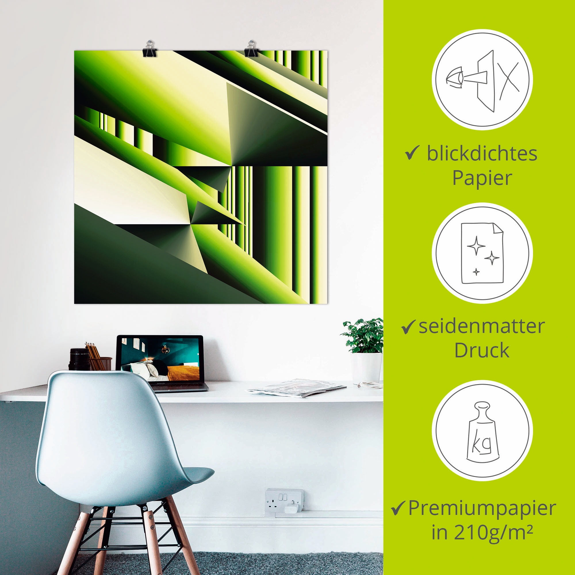 Artland Poster »Grüner Bambus Modern Art«, Muster, (1 St.), als Alubild, Leinwandbild, Wandaufkleber oder Poster in versch. Größen