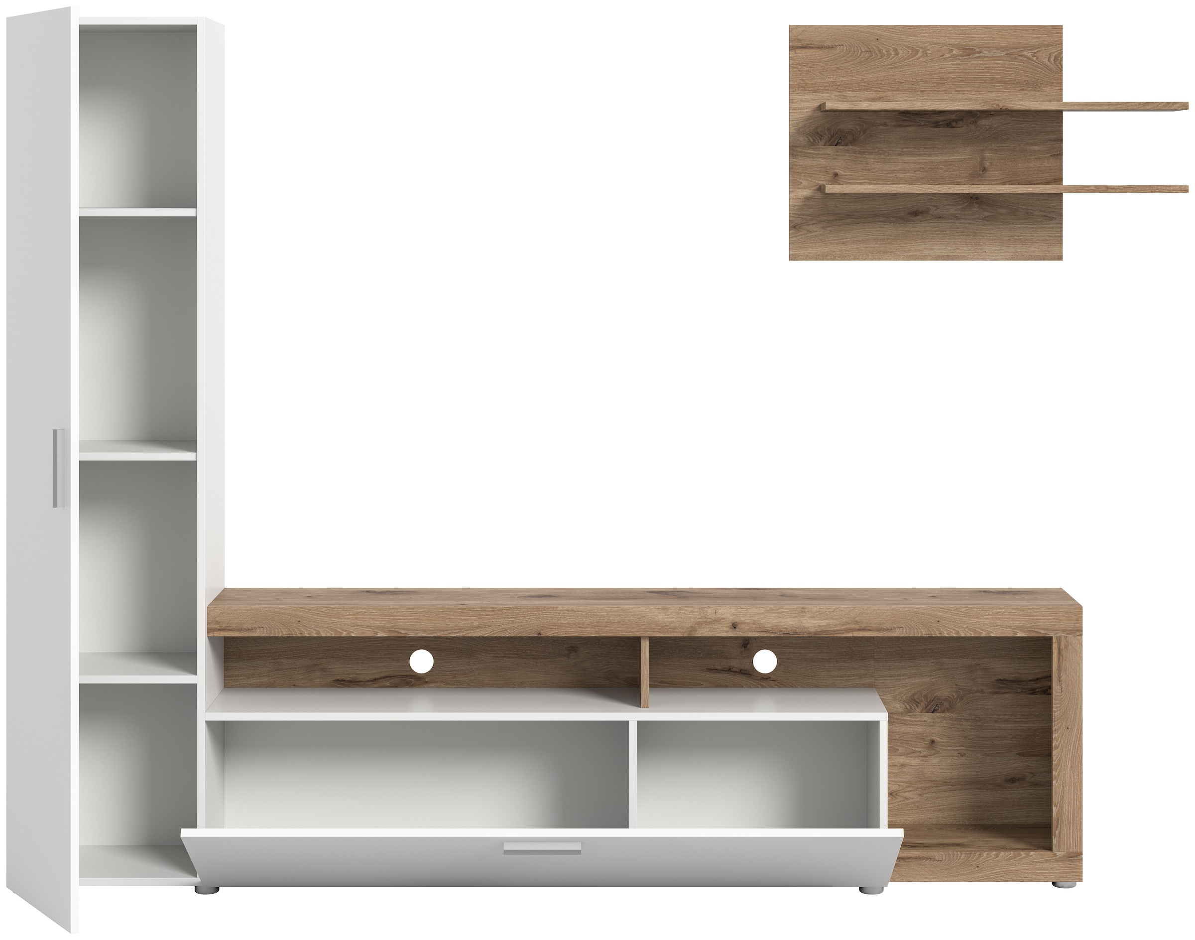 INOSIGN Wohnwand »Kryss, Breite 218cm, besteht aus: Hochschrank, Lowboard, Wandboard«, (3 St.), Wohnwand, Mediawand, TV-Wand, Wohnkombination, Kombination, TV-Möbel