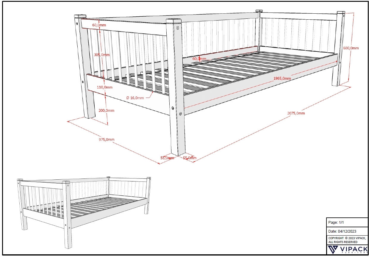 Home affaire Einzelbett Made in Europe,  mit LF 90x200 cm, wahlweise mit o. ohne Bettschublade, Buche weiß