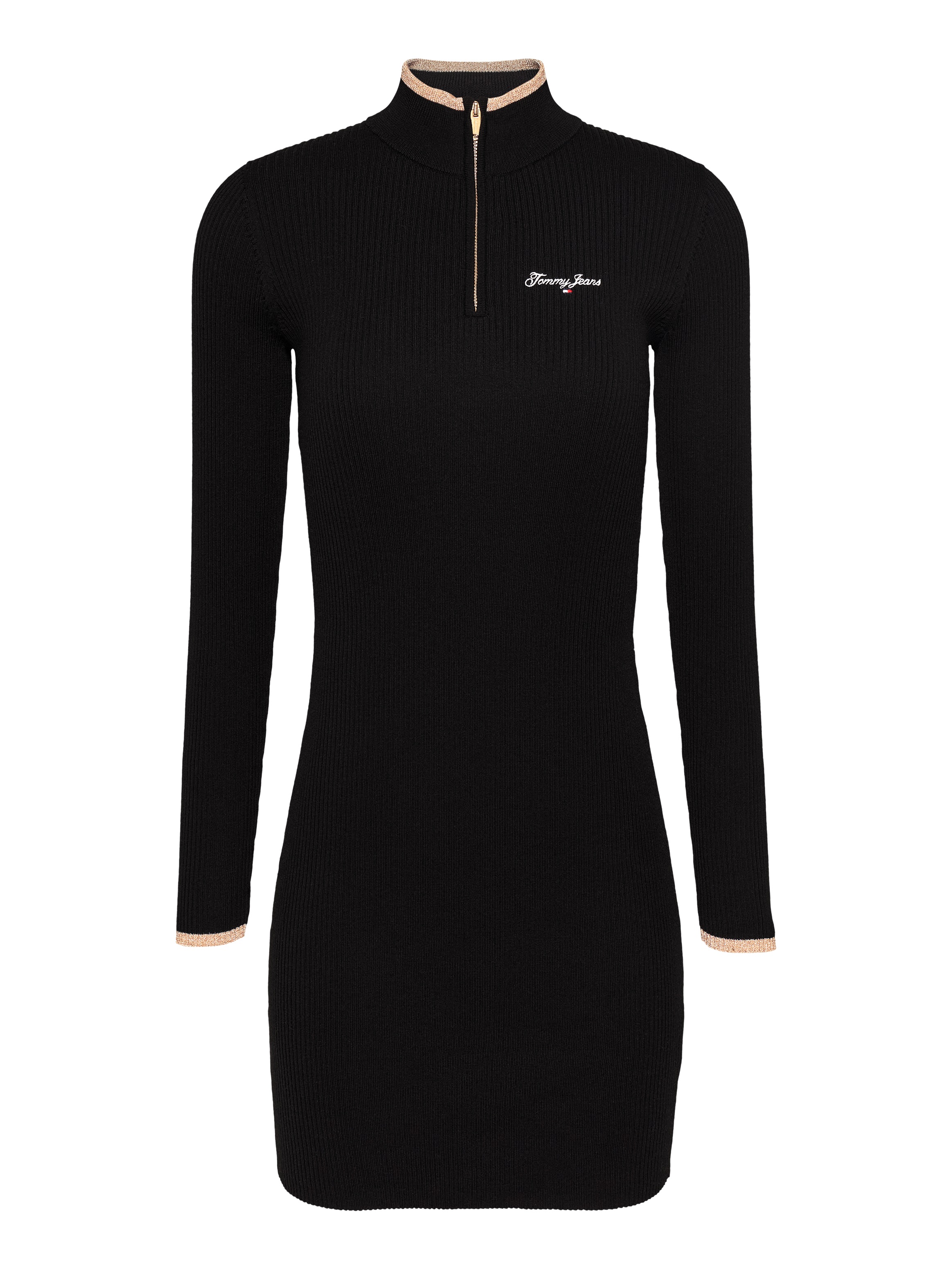 Tommy Jeans Strickkleid »TJW METALLIC TIP ZIP SWTR DRESS«, mit Glitzer, Zipper
