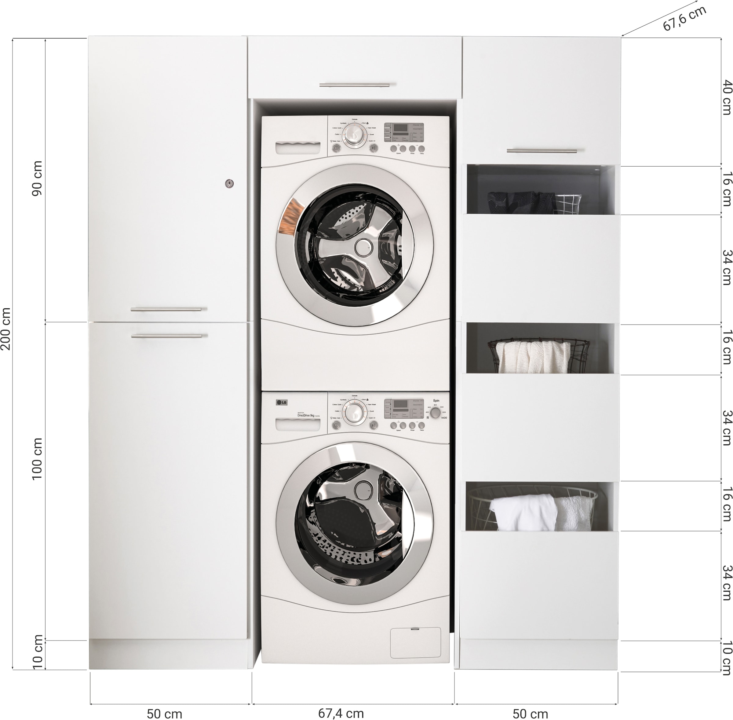 RESPEKTA Mehrzweckschrank-Set »Clara-Set 10« Schrankelemente einzeln erhältlich, 3 Stk. tlg.