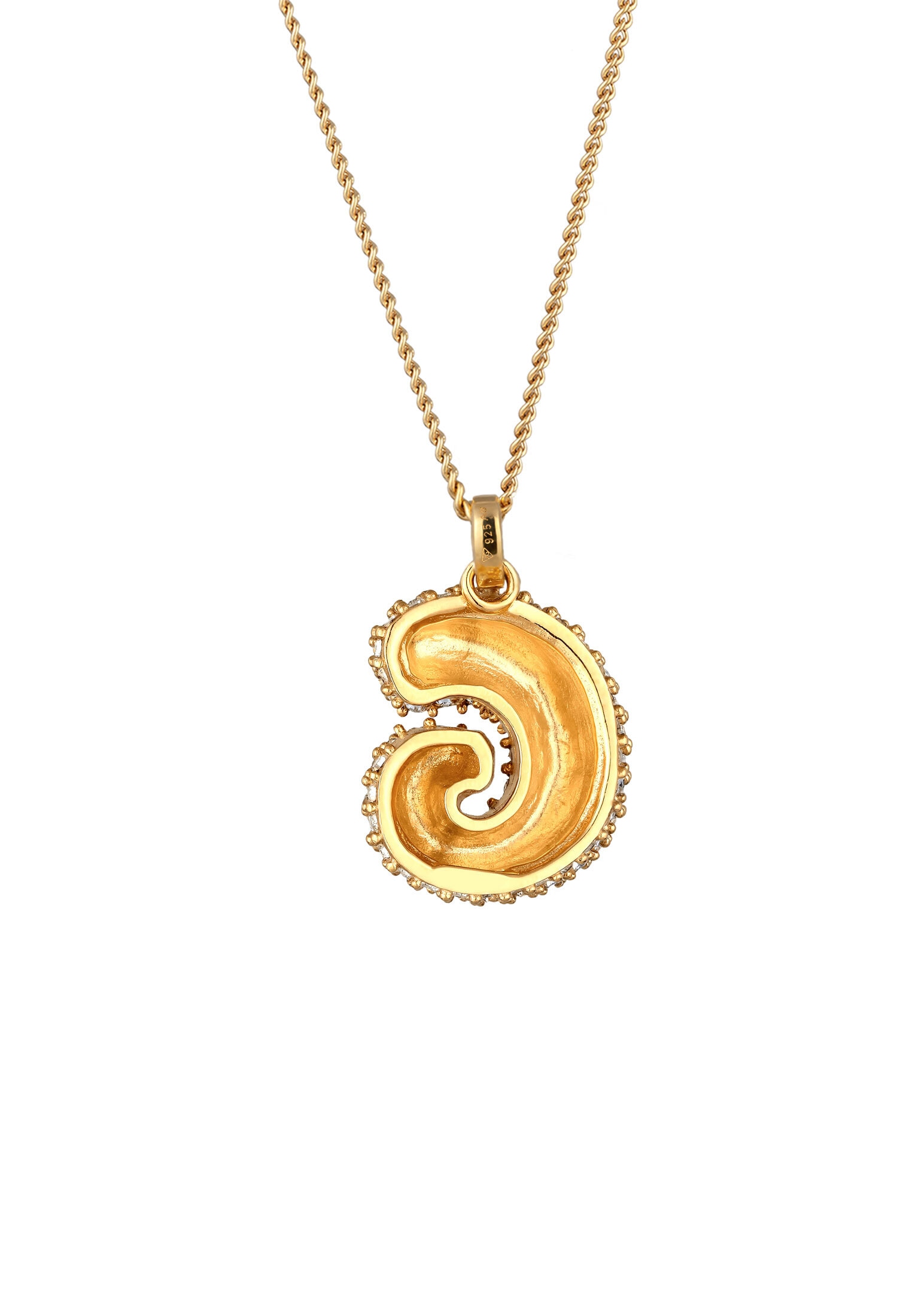 Elli Kette mit Anhänger »Halskette Buchstabe G Glas Kristalle Weiß 925 Sterling Silber vergoldet«