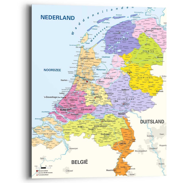 Reinders! Wandbild »Wandbild Landkarte Niederlande Holland - Niederländisch  - Städte«, Landkarten, (1 St.) auf Raten bestellen