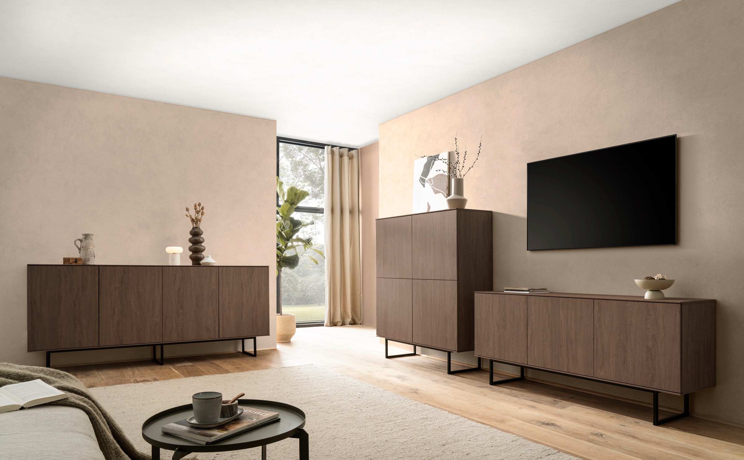 Home affaire Sideboard »Lund, moderner Schrank, Kommode mit Kufengestell« optisch dünner Oberboden, hochwertige Optik, ausreichend Stauraum