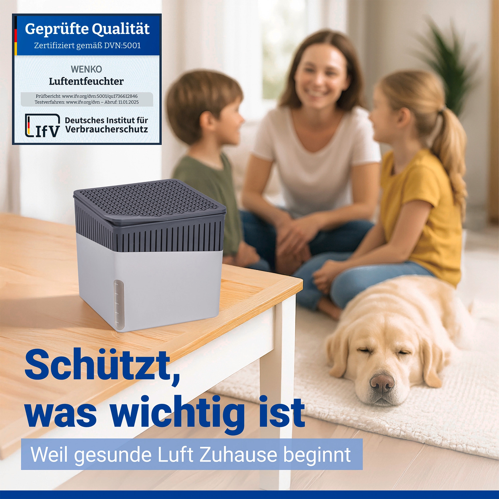 WENKO Luftentfeuchter »Cube« für 80 m³ Räume mit 2 x 1000 g Entfeuchter-Blöcken, für Räume bis 80 m³
