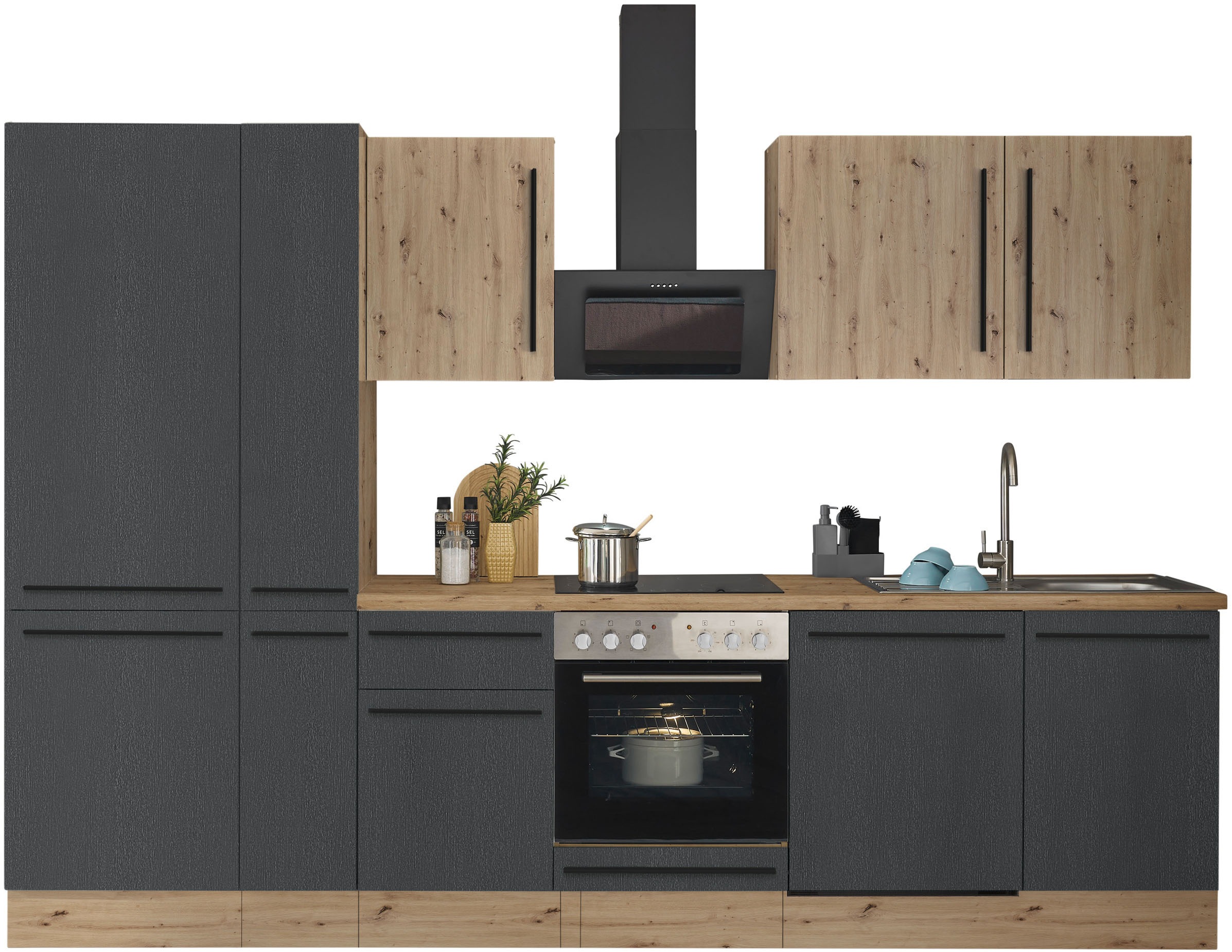KOCHSTATION Küchenzeile »Florida«, Breite 310 cm, wahlweise mit E-Geräten,Softclose für Türen/Schubkästen