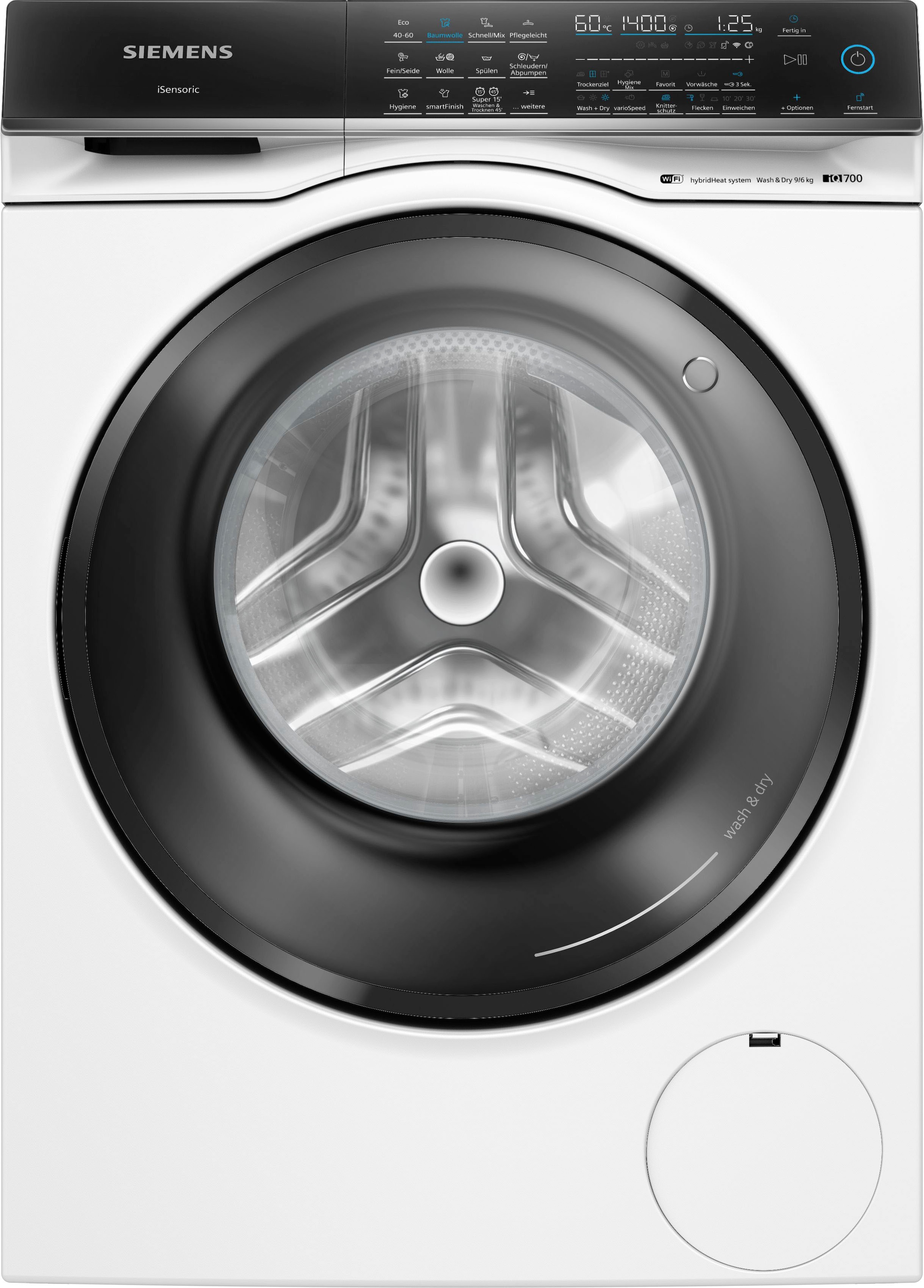 SIEMENS Waschtrockner "WN54C2070" iQ700 9 kg /6 kg 70 dB(A) Knitter-Programm smartFinish, Antiflecken-System, Waschen&Trocknen 45