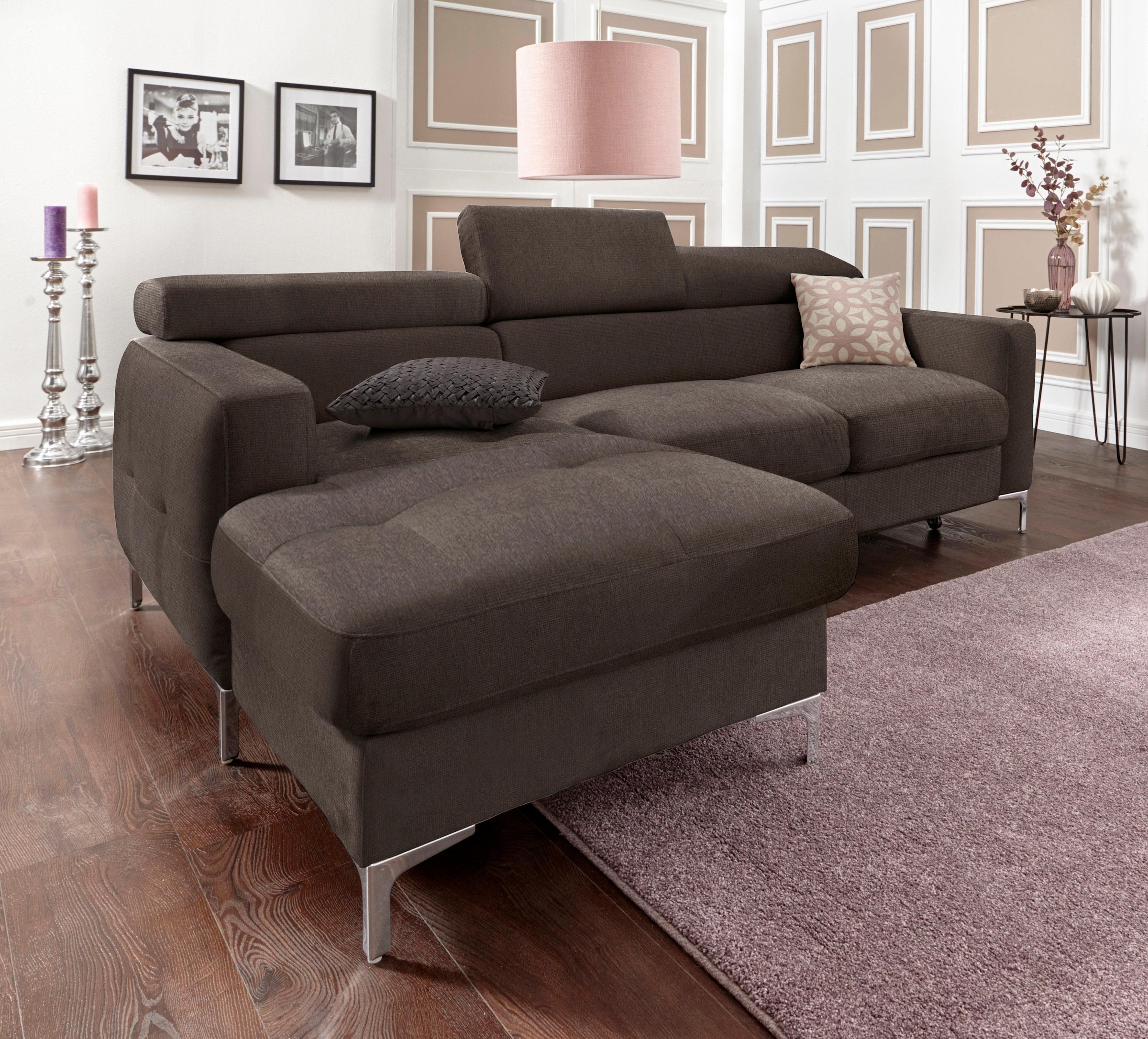 COTTA Ecksofa »Sammy L-Form« mit Kopfteilverstellung, wahlweise mit Bettfunktion & Bettkasten