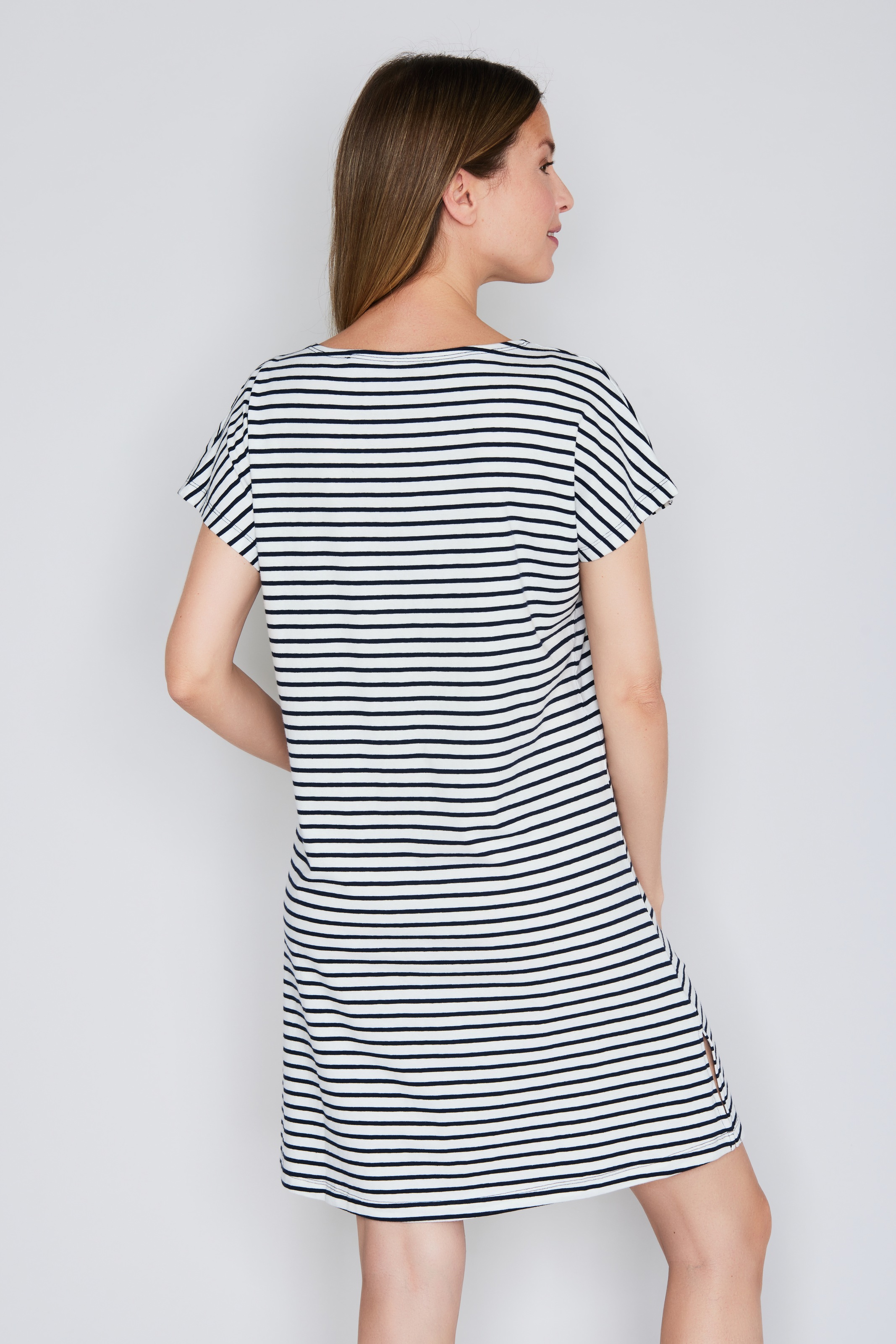 JOOP! Nachthemd »Cosy« Ohne Taschen kurzärmelig, Cornflower-Stitching, gestreift