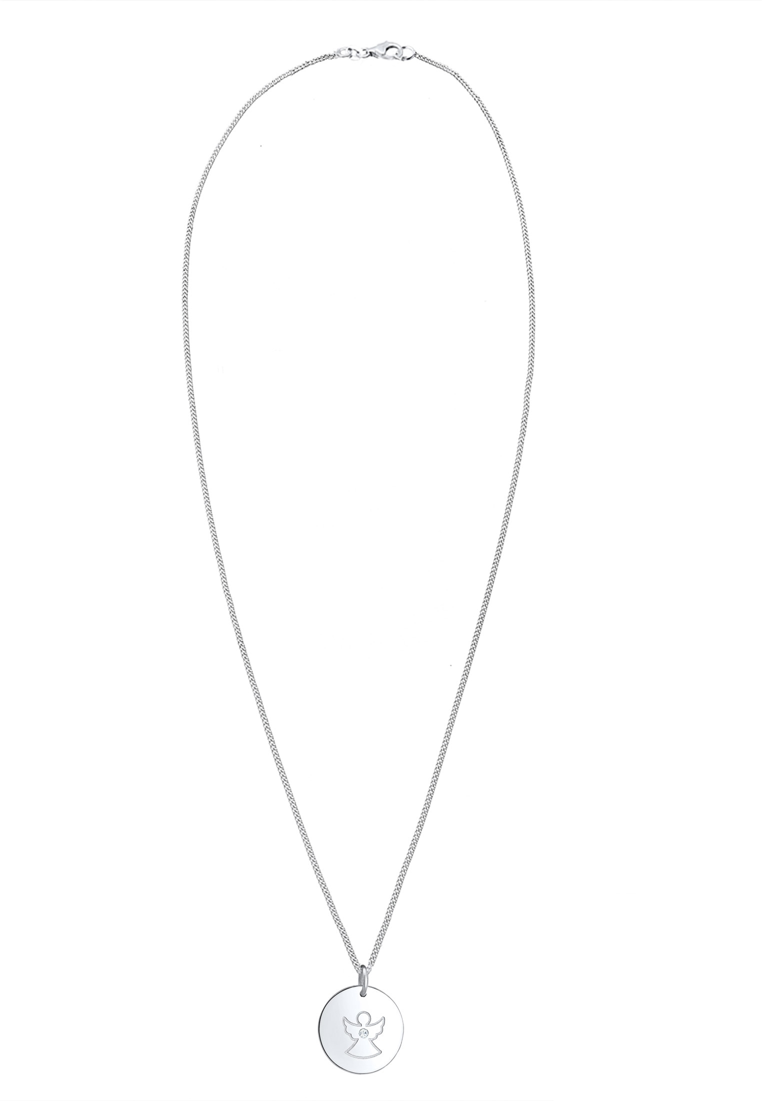 Elli Silberkette »Halskette Plättchen Anhänger Schutzengel und Kristalle 925 Sterling Silber«
