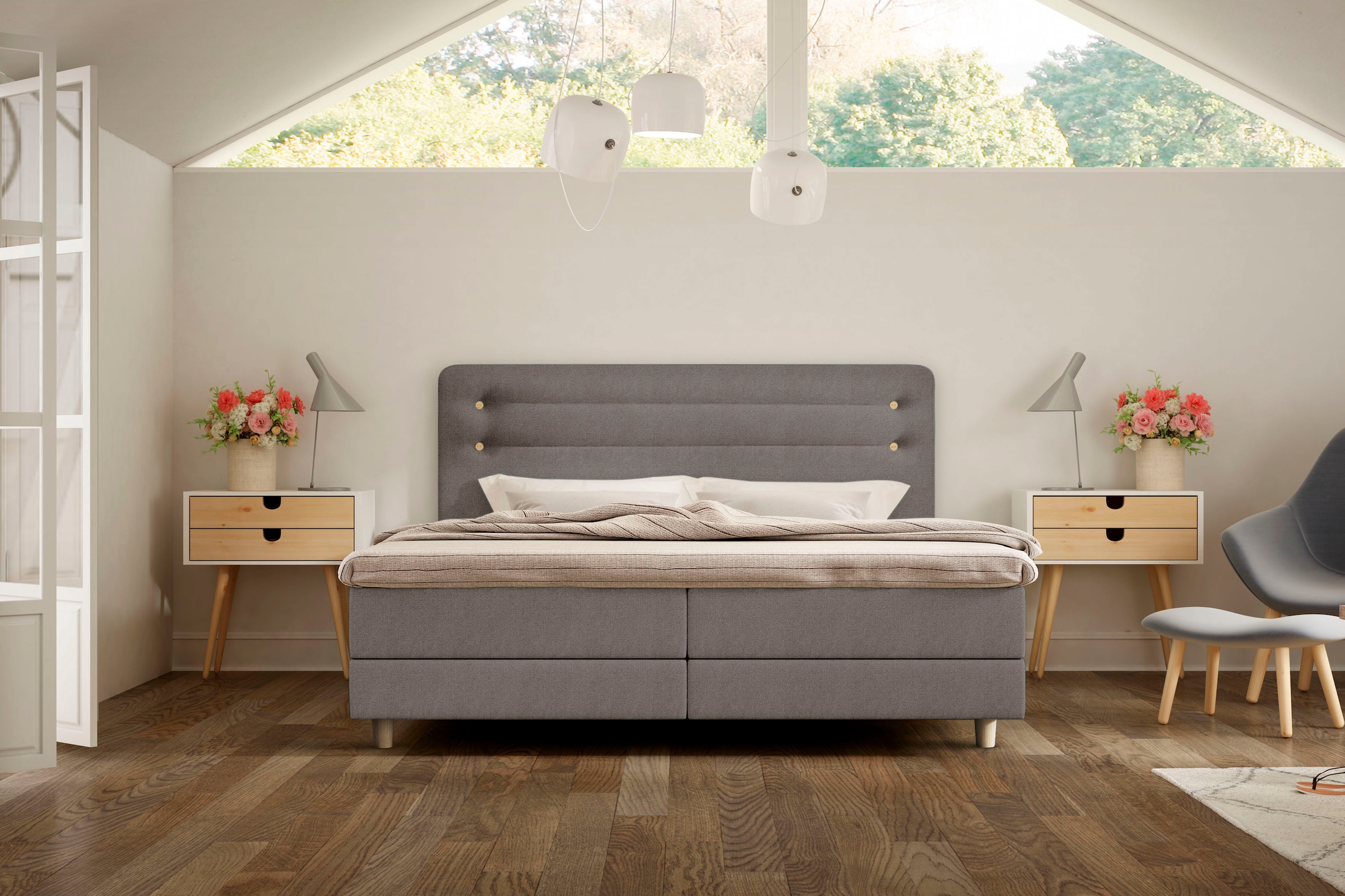 Boxspringbett »Fidelio«, inkl. BULTEX® Topper, Holzfuß in Eiche