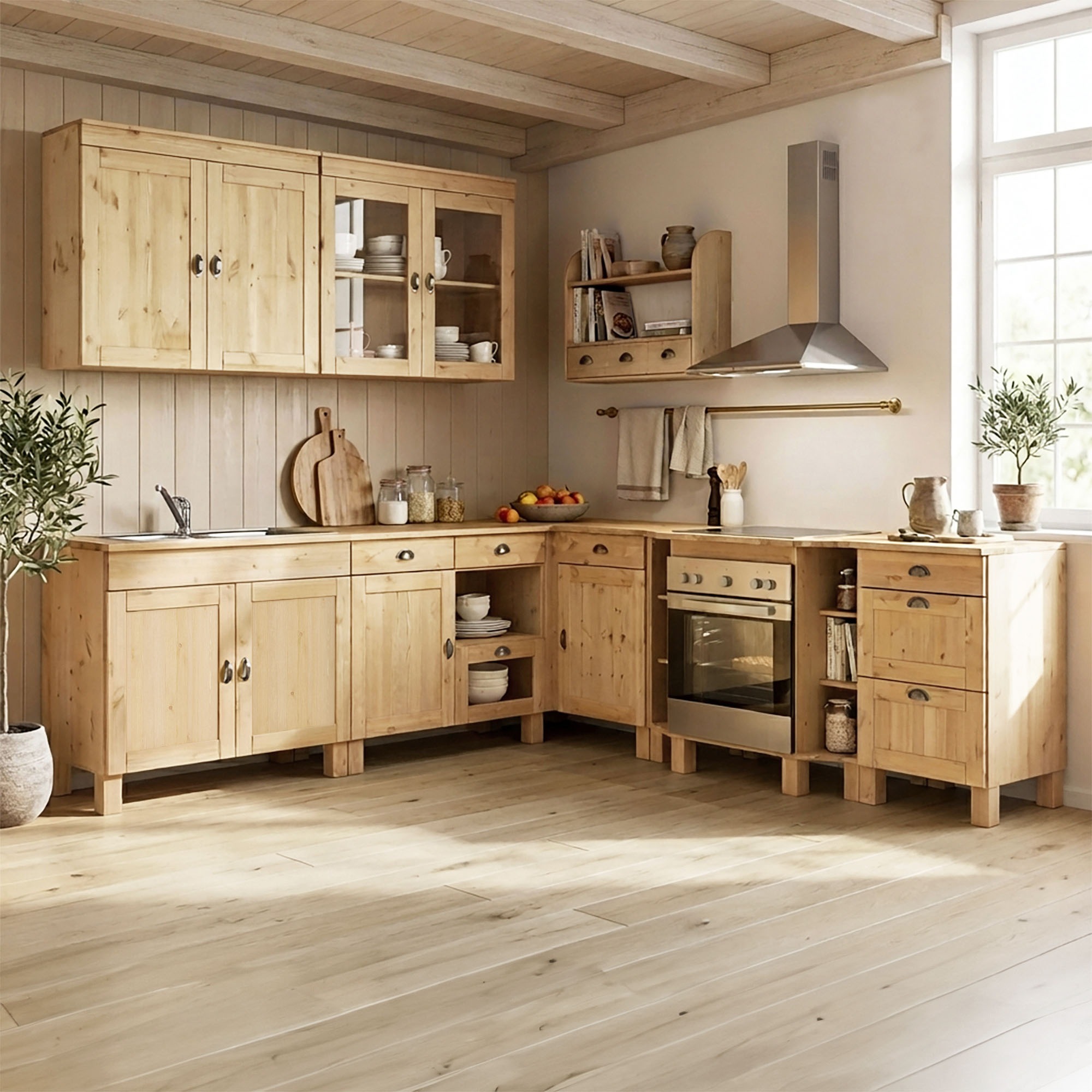 Home affaire Glashängeschrank »Oslo« 100 cm breit, aus massiver Kiefer, mit 2 Glastüren, Metallgriffe