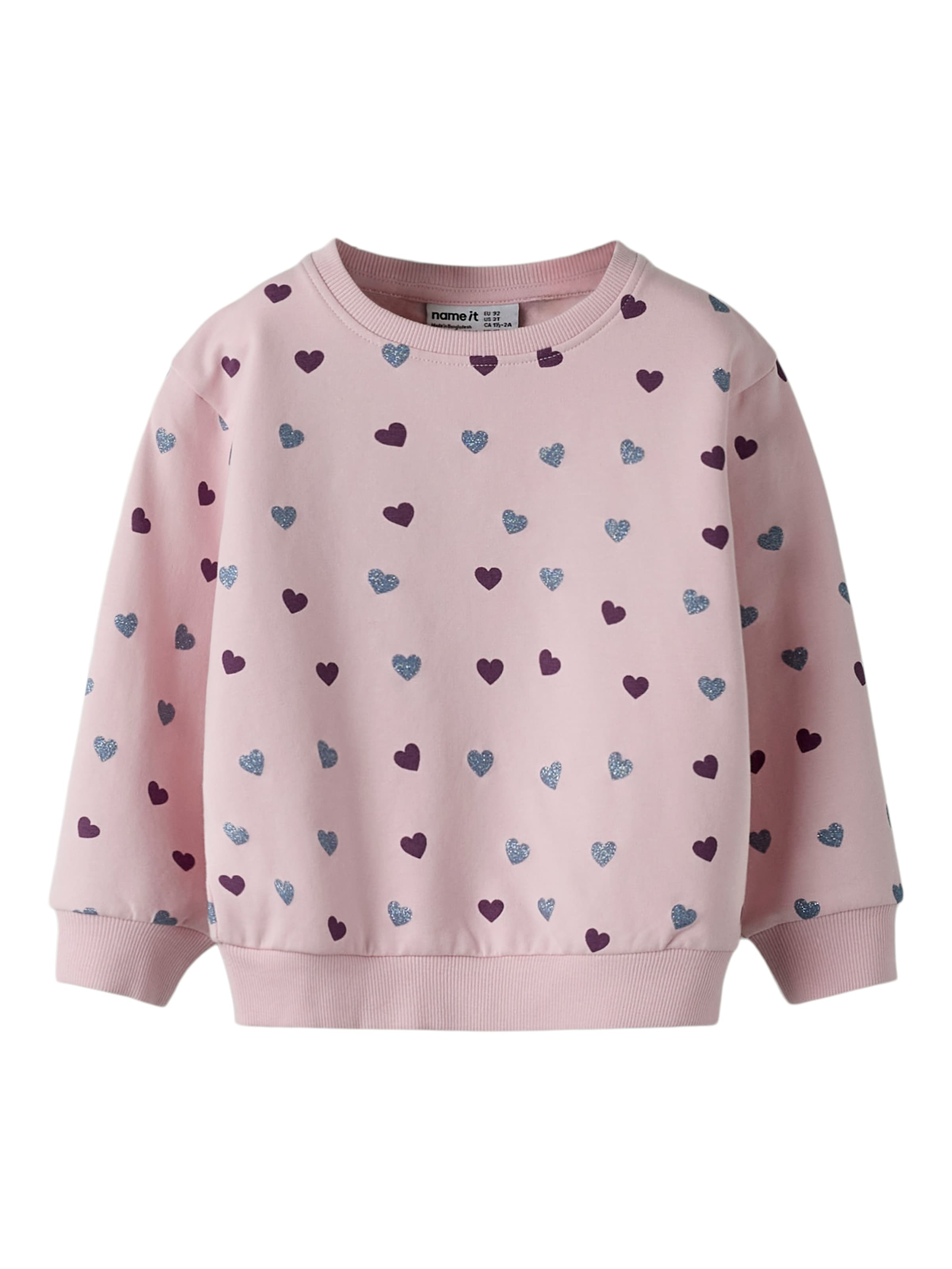 Name It Sweatshirt »NMFSOLEA LS NREG SWE BRU«, Baumwollmischung, Glitzerdetails, Druck, Langarm
