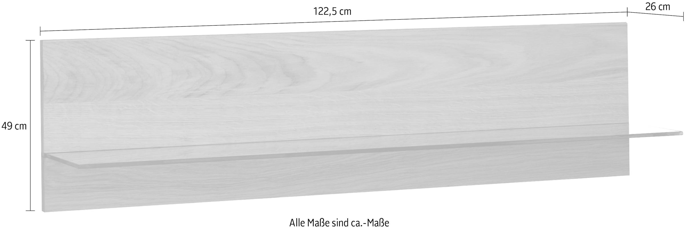 Home affaire Wandregal »Wandregal B:122,5 cm, mit Glasablageboden, Korpus eiche furnier« 1 Stk. tlg.