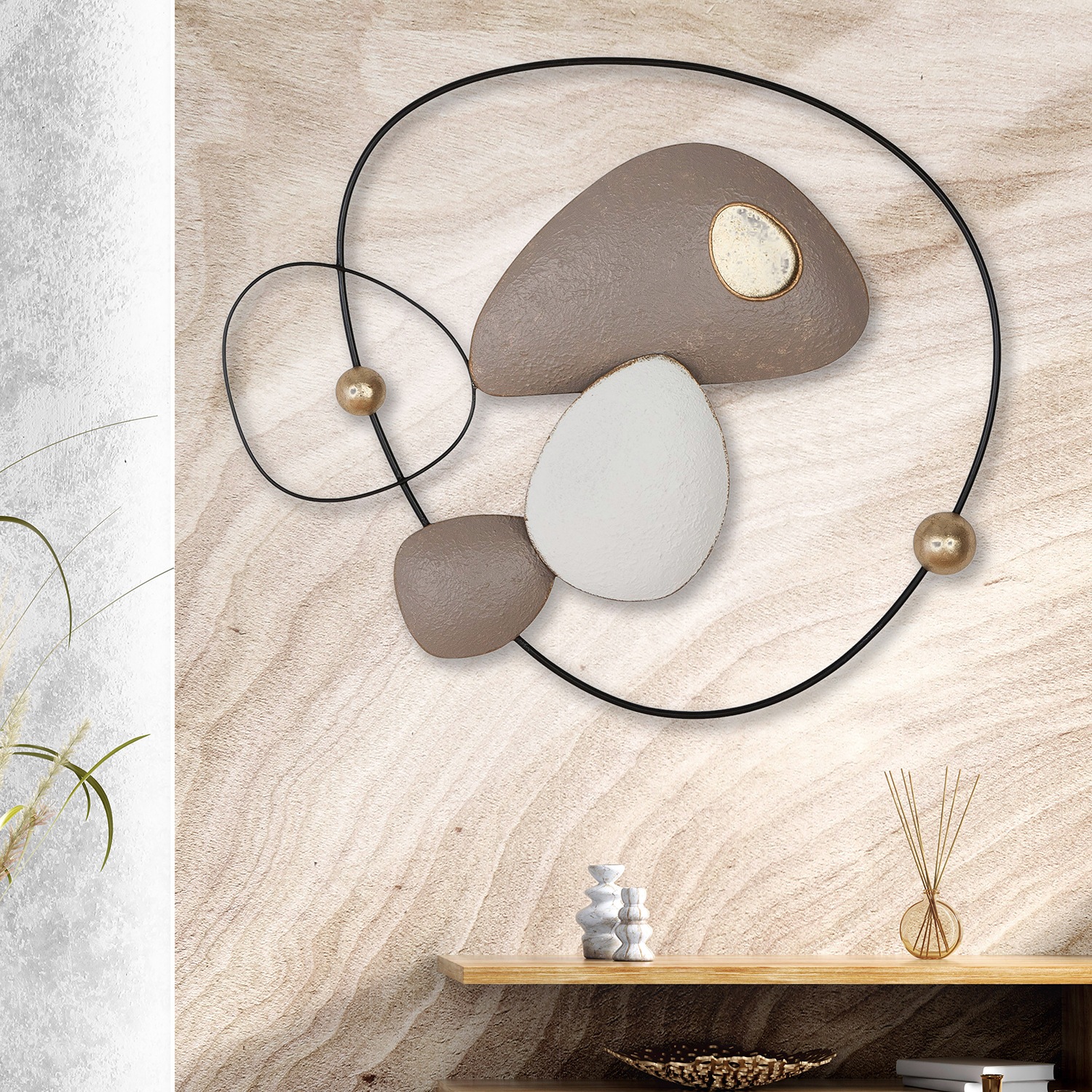 Casablanca by Gilde Wanddekoobjekt »Wandrelief Endoso beige H. 52 cm«, (1 St.)
