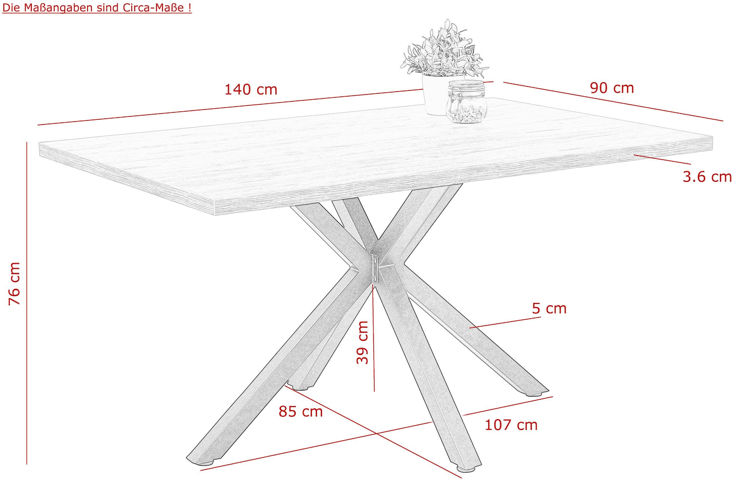HELA Esstisch »Cleo I T« Breite ca. 140 cm