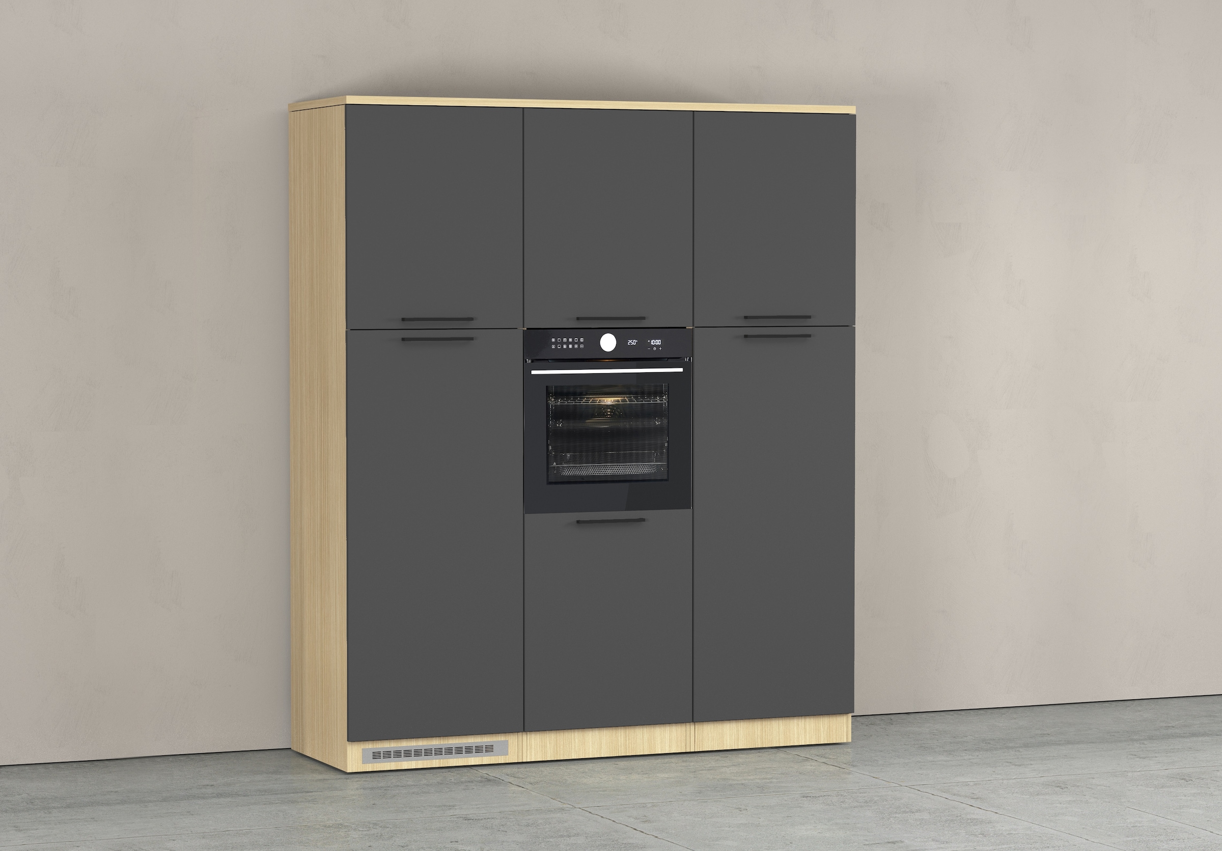 KOCHSTATION Küchenzeile »Luna, Küchenblock, Kücheninsel, Hängeschrank, Made in Italy« 3er-Set, Metallgriffe, Soft-Close-Funktion, inklusive Spüle