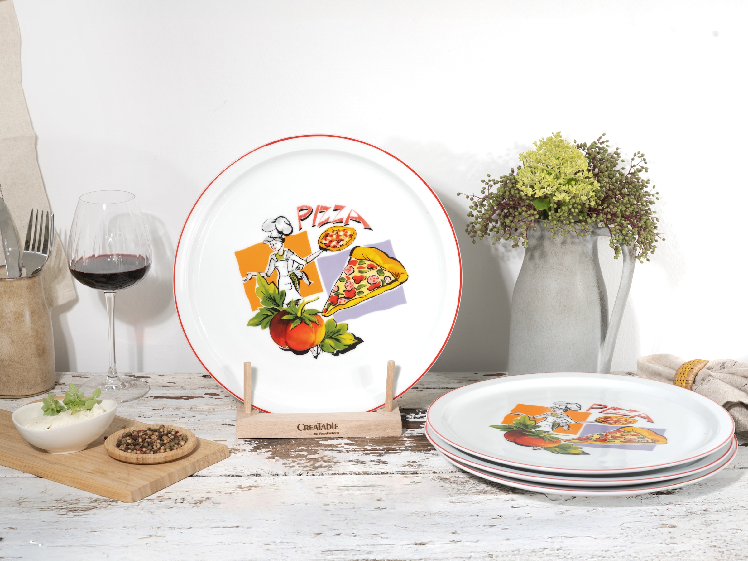 CreaTable Pizzateller »Milano Sofia, Teller Set, 4-tlg.« Vielseitig einsetzbar, Europäische Qualität