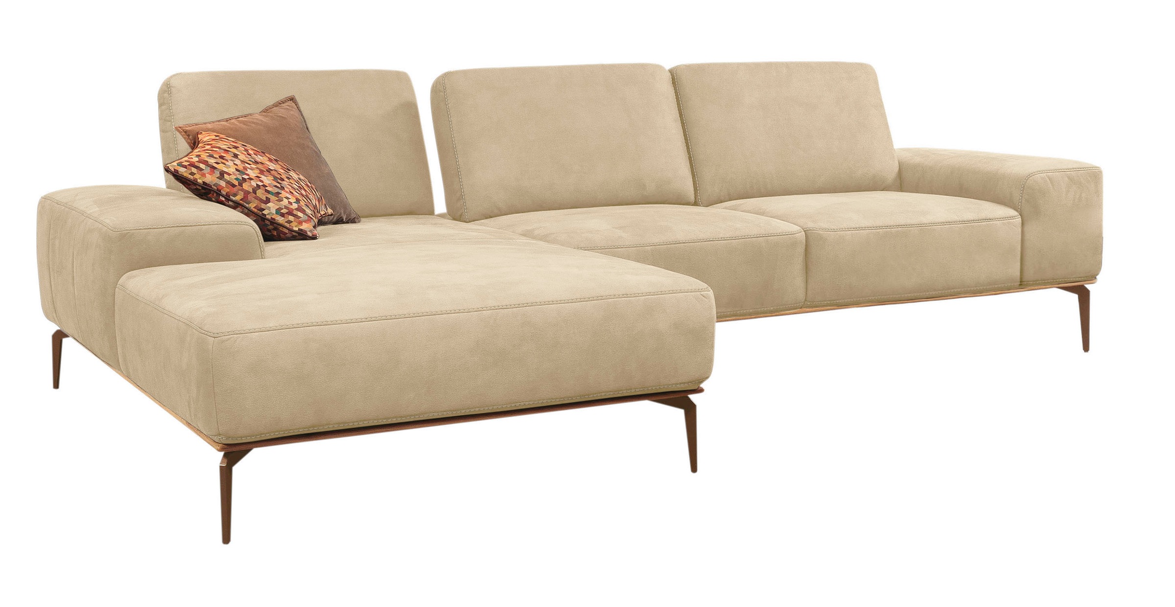 W.SCHILLIG Ecksofa »run, Designsofa mit tollem Sitzkomfort, bequem, L-Form« mit Holzsockel, Füße in Bronze pulverbeschichtet, Breite 319 cm
