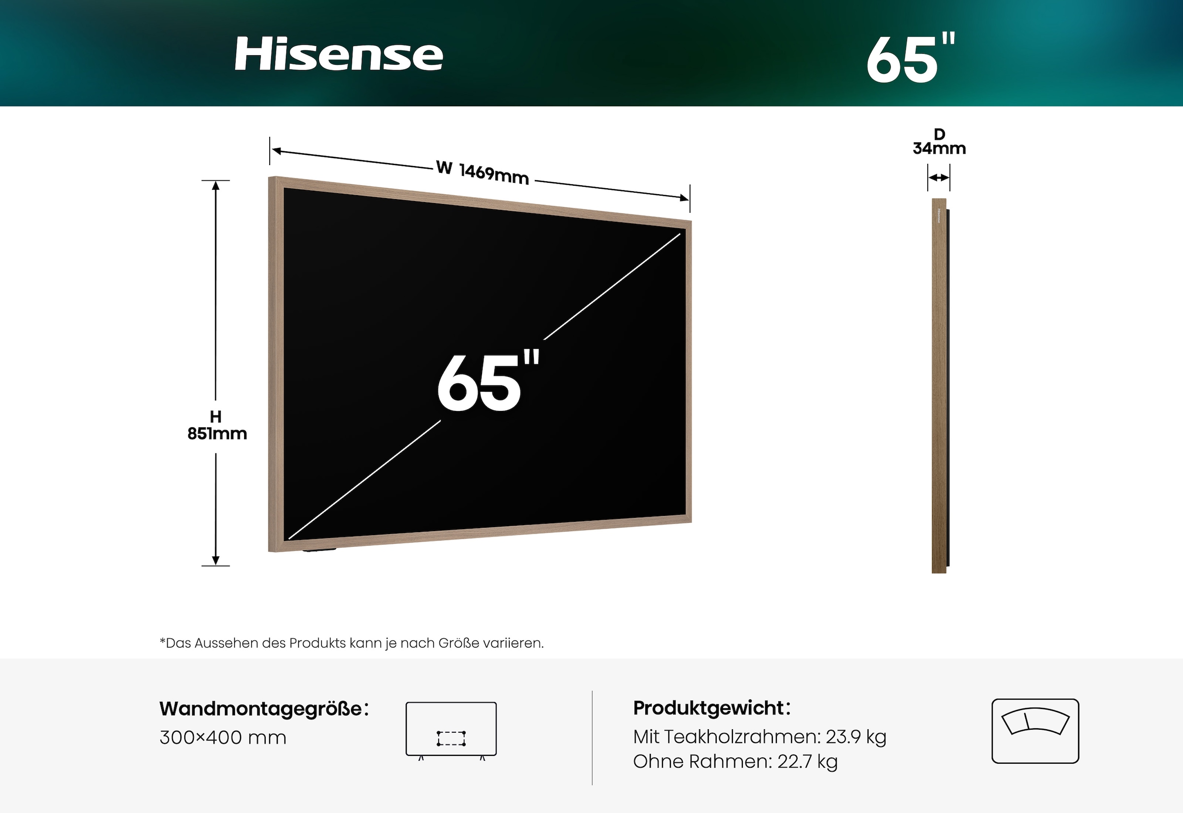 Hisense LED-Fernseher »65S7DS« 164 cm/65 ″ Smart-TV