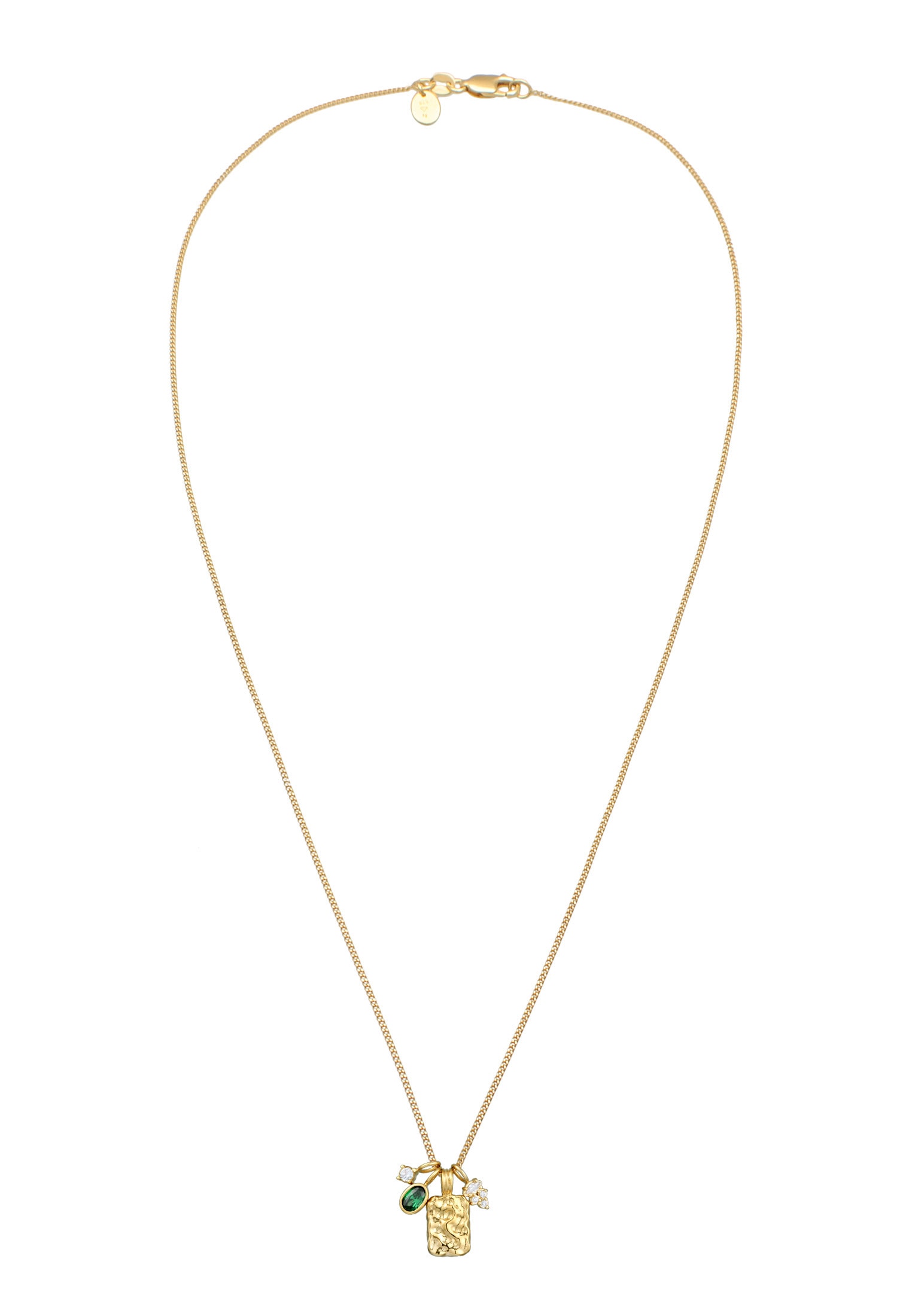 Elli Premium Kette mit Anhänger »Halskette Anhänger Organic Zirkonia Grün 925 Sterling Silber vergoldet«