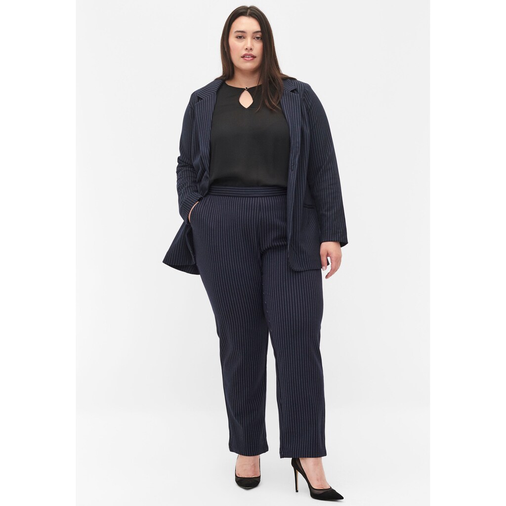 Zizzi Taillenhose »Nadelstreifenhose mit geraden Beinen«, mit Nadelstreifen und geradem Bein
