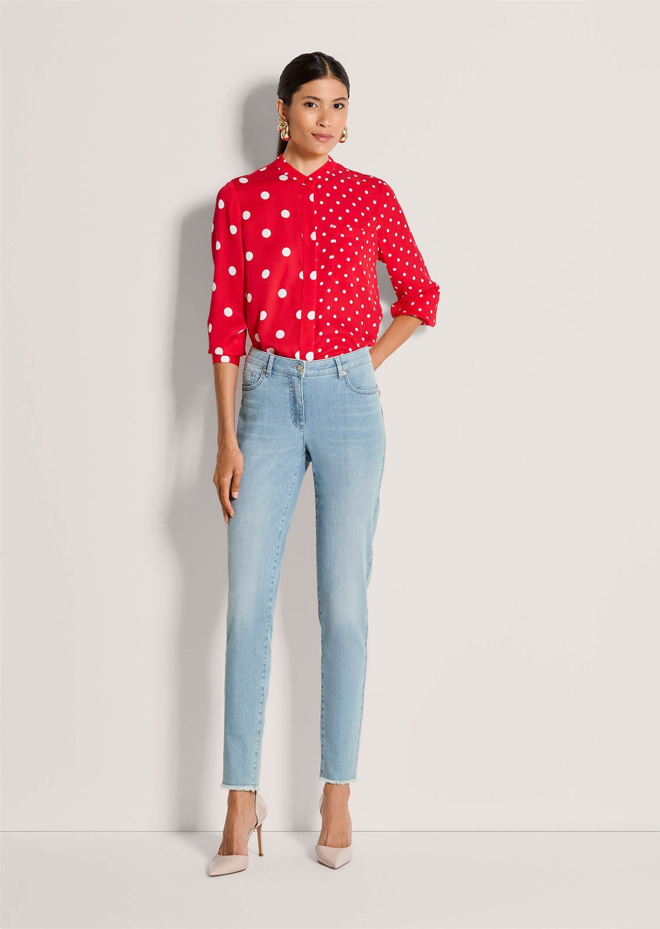 MADELEINE Regular-fit-Jeans »Jeans Skinnyjeans mit Formbund« Fransensaum