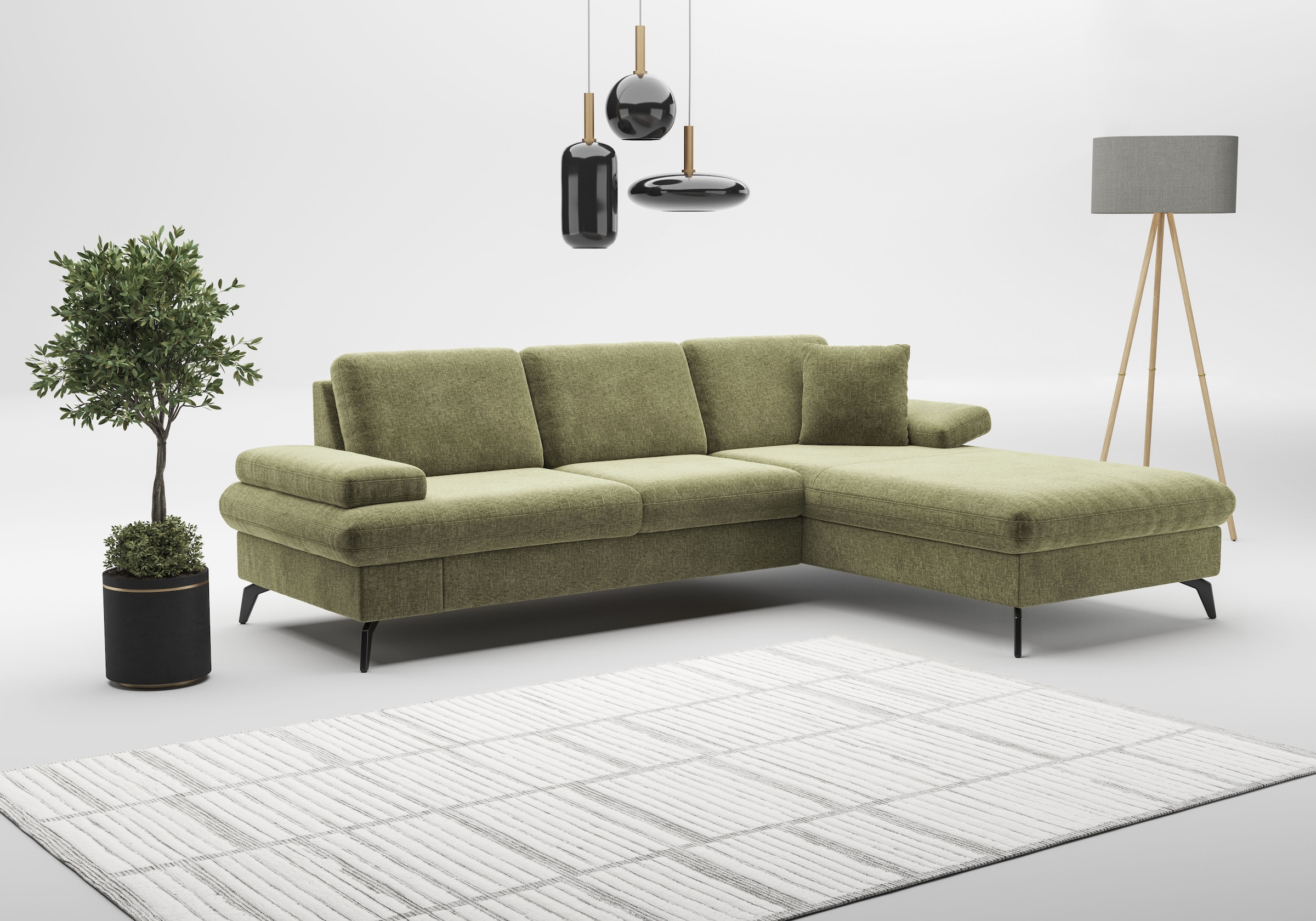 sit&more Ecksofa »Morris Jubi L-Form«, inkl. Armteilfunktion und 1 Zierkissen, wahlweise mit Bettfunktion