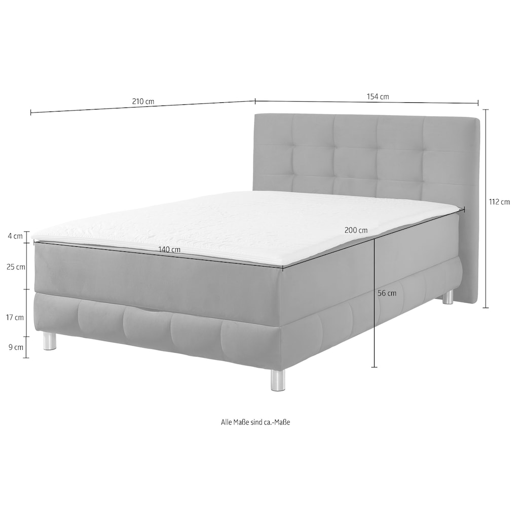 INOSIGN Boxbett Vaasa, mit Bettkasten & Topper, in 4 Breiten, Überlänge 220 cm