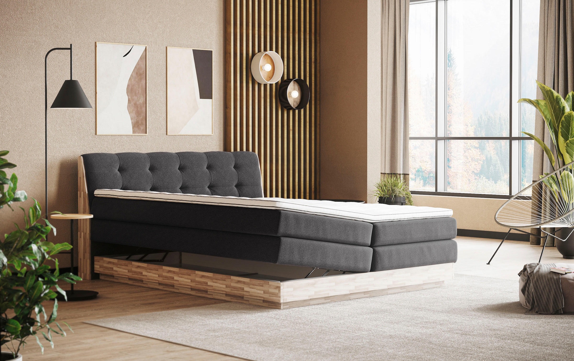 Home affaire Boxspringbett »Naome«, Boxspringbett, Inklusive Topper