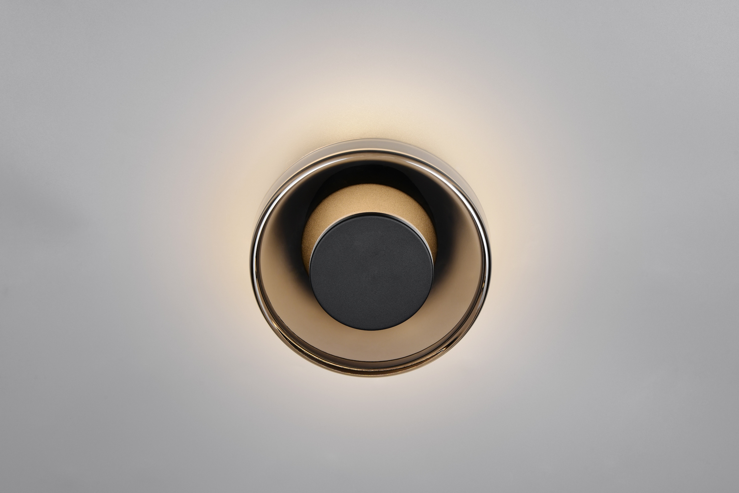 TRIO Leuchten LED Wandleuchte »CELESTE, LED Wandlampe aus Metall Glas und Holz Ø 22cm, 10W 1100 Lumen« LED-Board 1 Stk. Warmweiß 3-Stufen dimmbar über Wandschalter, elegante moderne Wandlampe Flur