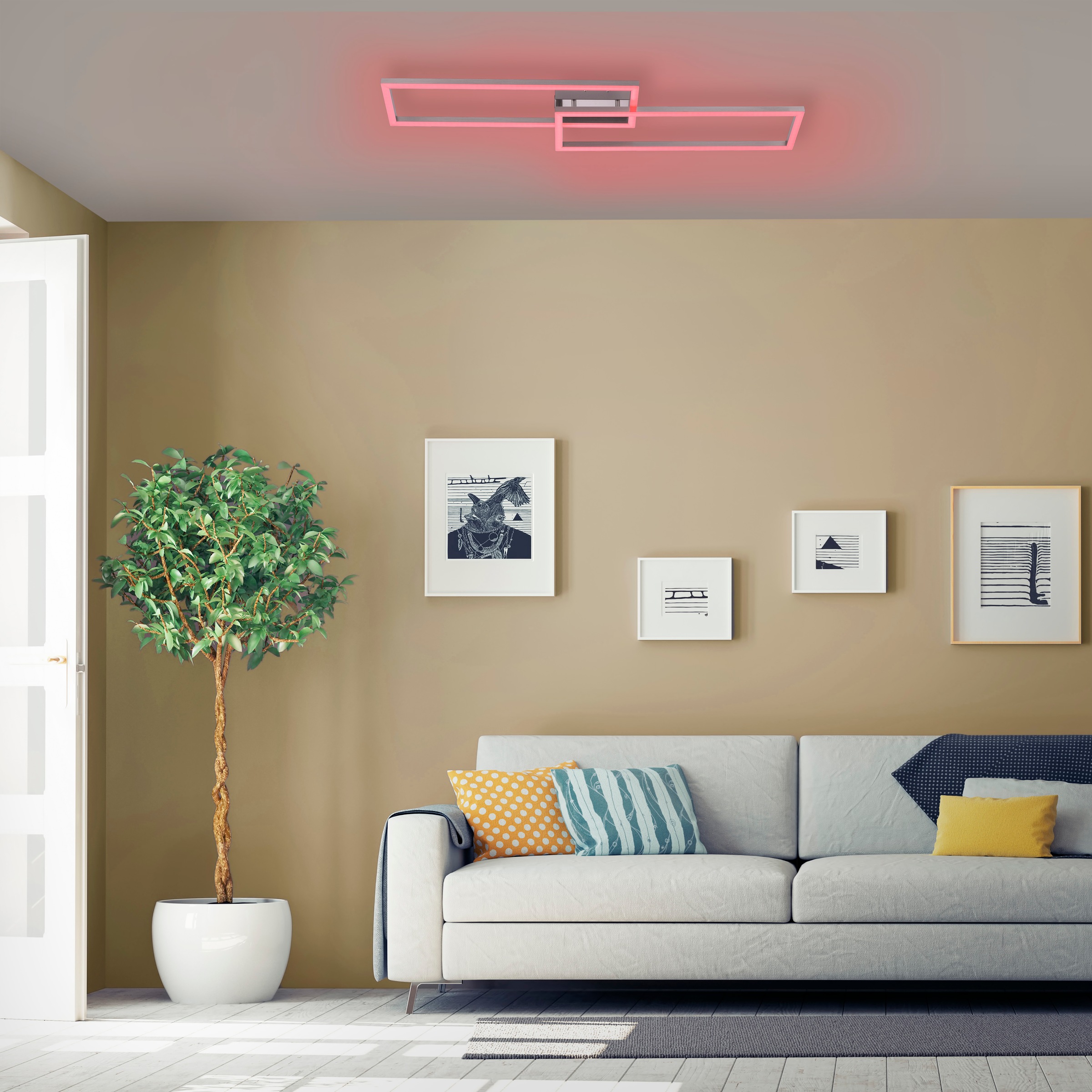 JUST LIGHT Deckenleuchte »Ls-MAXI«, 2 flammig, Leuchtmittel LED-Board | LED fest integriert, RGB+tunable white, Infrarot inkl., Fernbedienung, Smarthome fähig