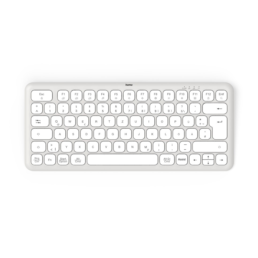 Hama Tastatur »Tastatur WK-500 (kabellos, QUERTZ, Multi-Device, klein)« (ausklappbare Füße)