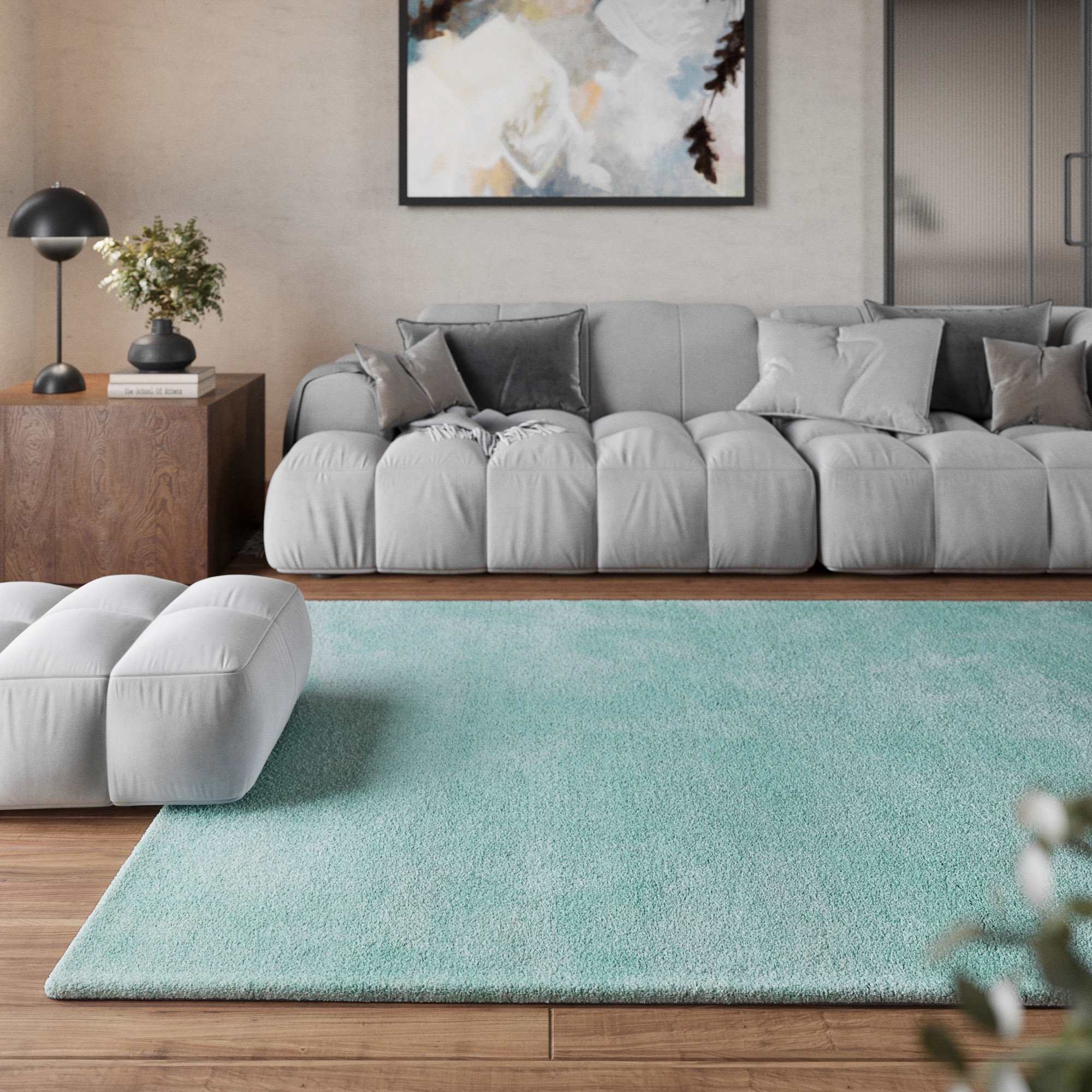 Homie Living Teppich »Pisa«, rund, 25 mm Höhe, Hochflor, Microfaser, uni, weich, Shaggy, Wohnzimmer, Schlafzimmer