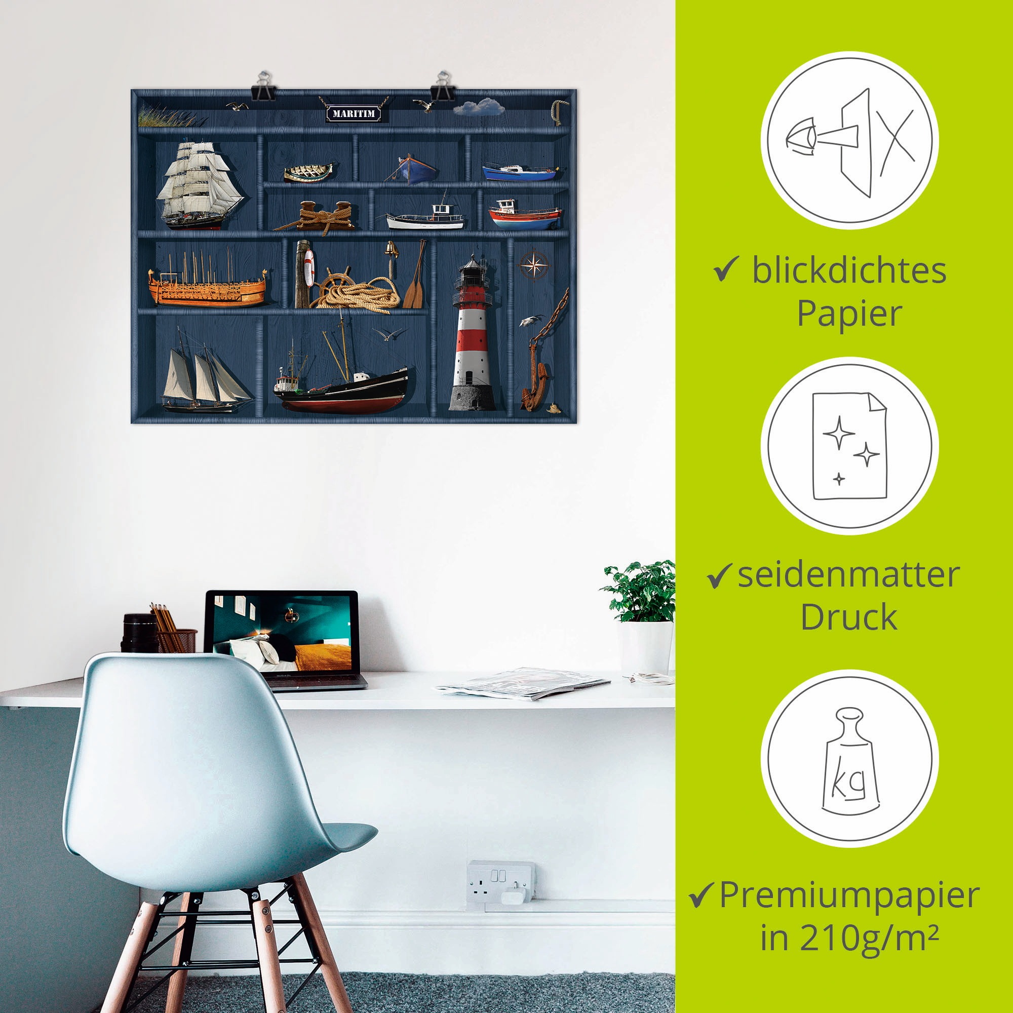 Artland Wandbild »Der maritime Setzkasten«, Arrangements, (1 St.), als Leinwandbild, Poster, Wandaufkleber in verschied. Größen