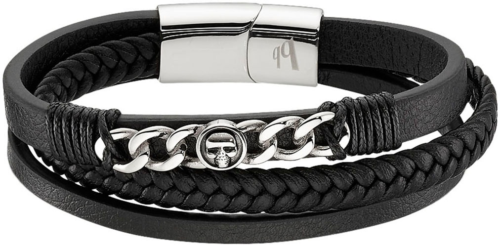 Bruno Banani Lederarmband »Schmuck Geschenk Armband Panzerkette Totenkopf, B4092B/20/00/21«