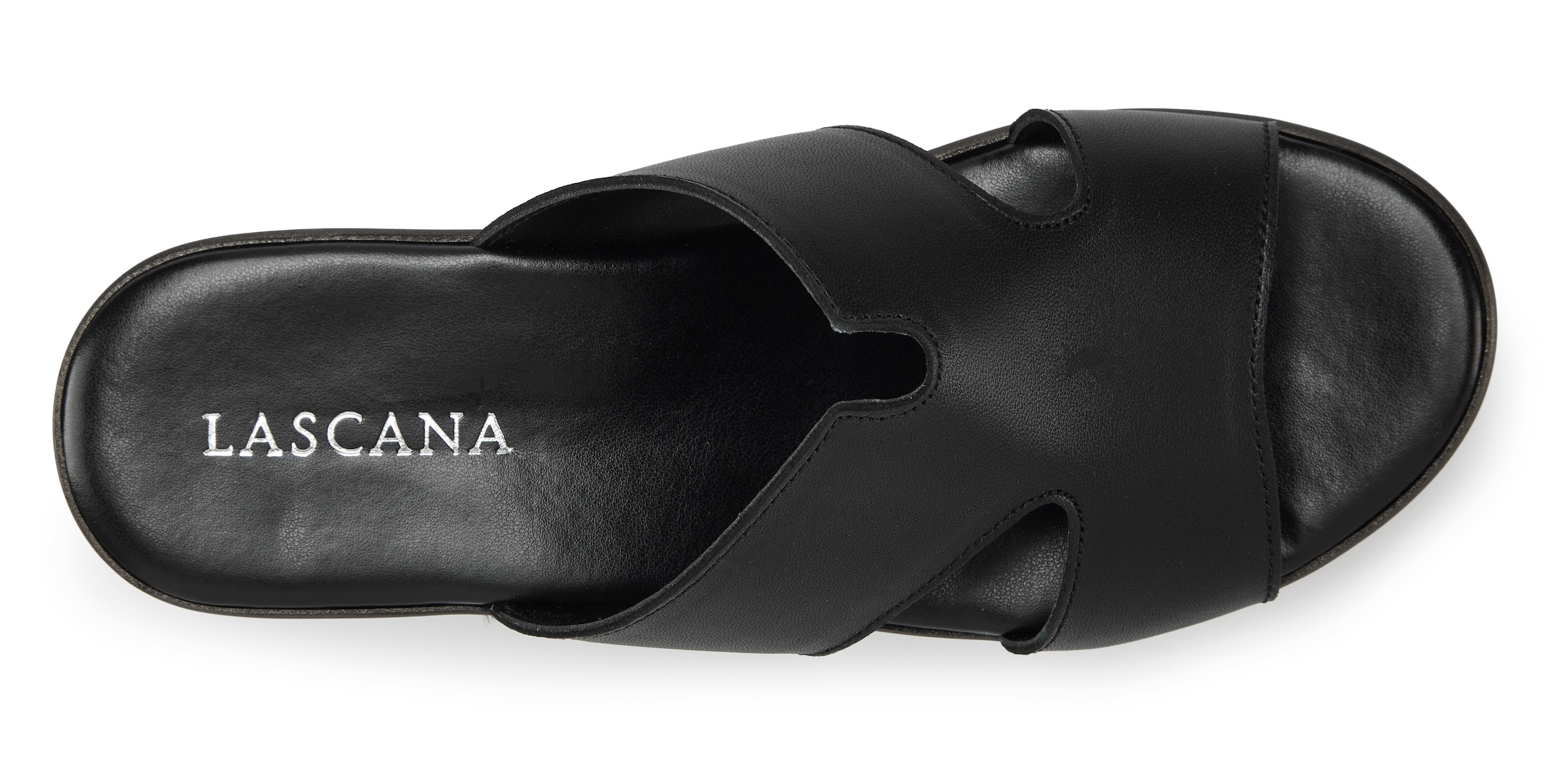 LASCANA Pantolette »Sandale, Sommerschuh, Mule, offener Schuh,«  NEU aus Leder mit Keilabsatz