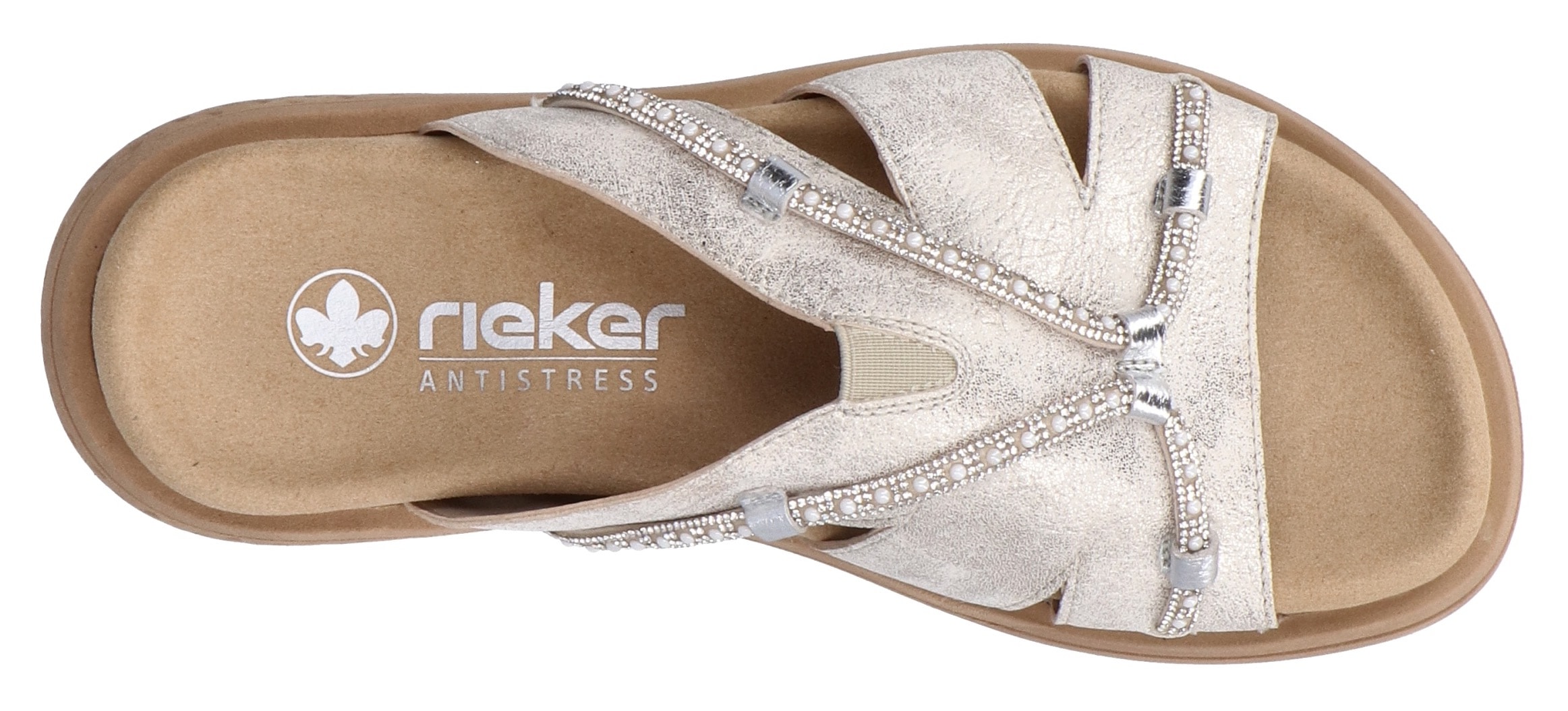 Rieker Pantolette, Sommerschuh, Schlappen, Hausschuh, Strandschuh mit Stretcheinsatz